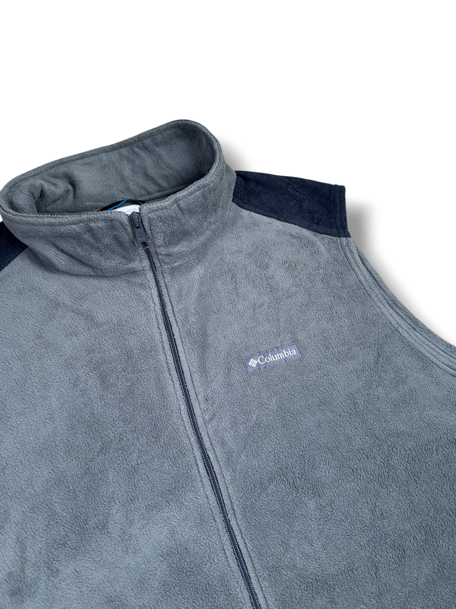 2000s Columbia Fleece-Weste Grau/Schwarz | Vintage XXXL