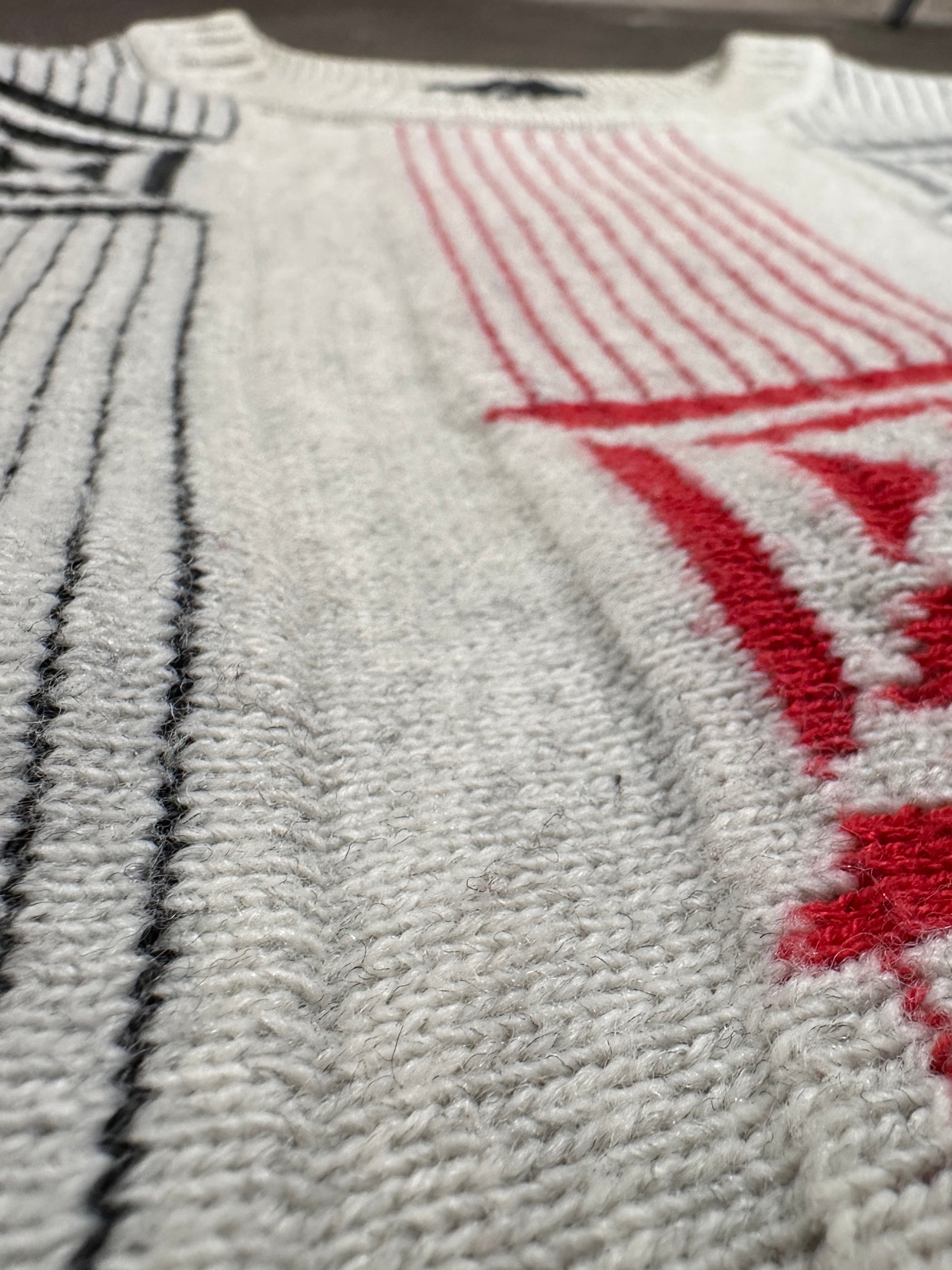 1990s Carlo Colucci Sweater weiß Rot blau XL