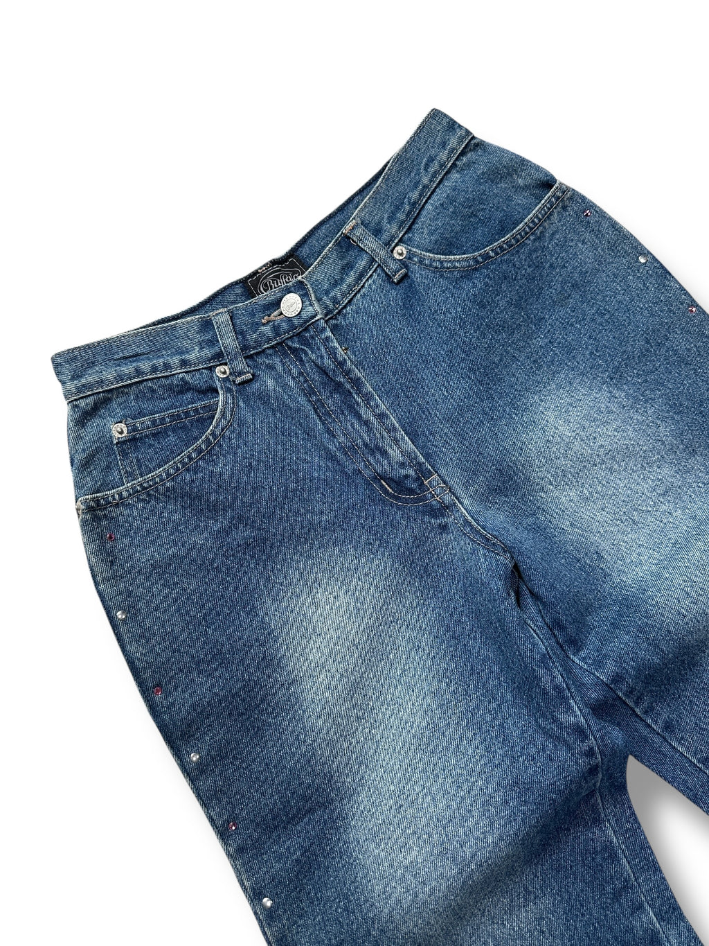 Y2K Buffalo Jeans Blau mit Glitzersteinen & Nieten | 34 Women’s W25