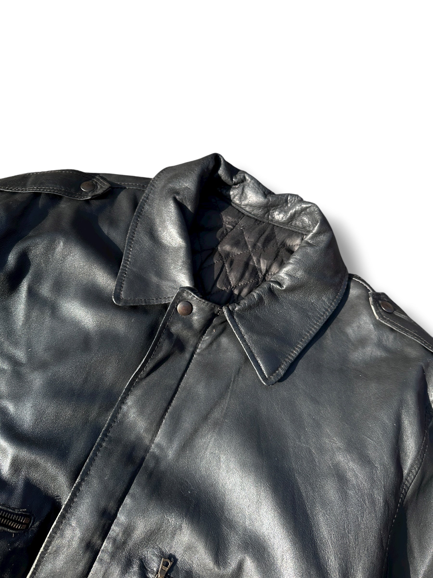 1990s Vera Pelle A-2 Fliegerjacke Leder Schwarz | M