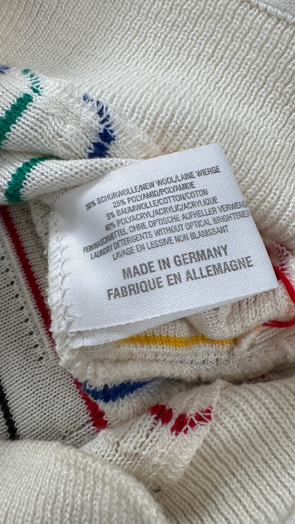 1990s Carlo Colucci Sweater Jamaica stripes Kragen L/XL