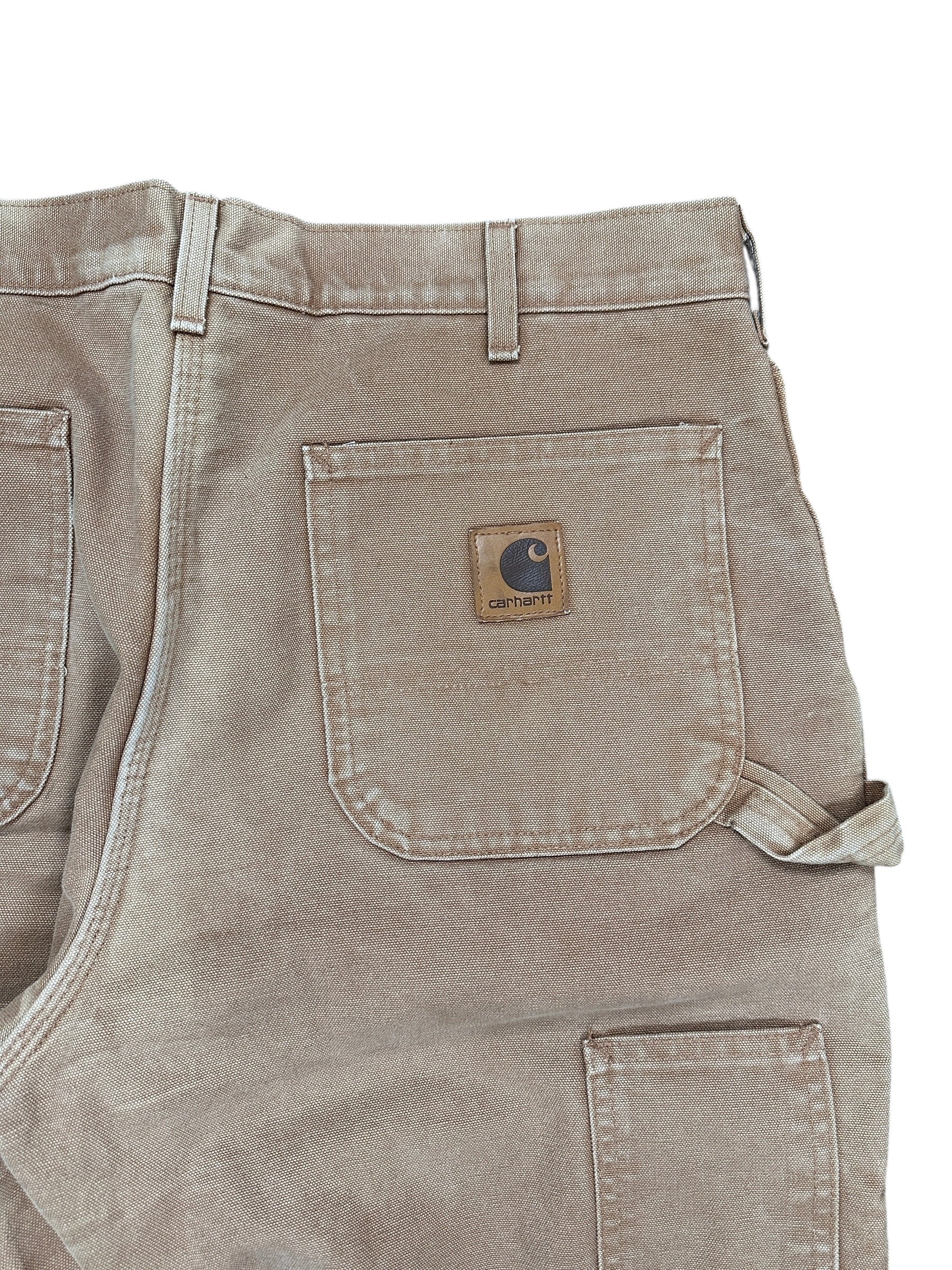 1990s Carhartt Double Knee Thermal Fleece Beige/ Sand W34 L36