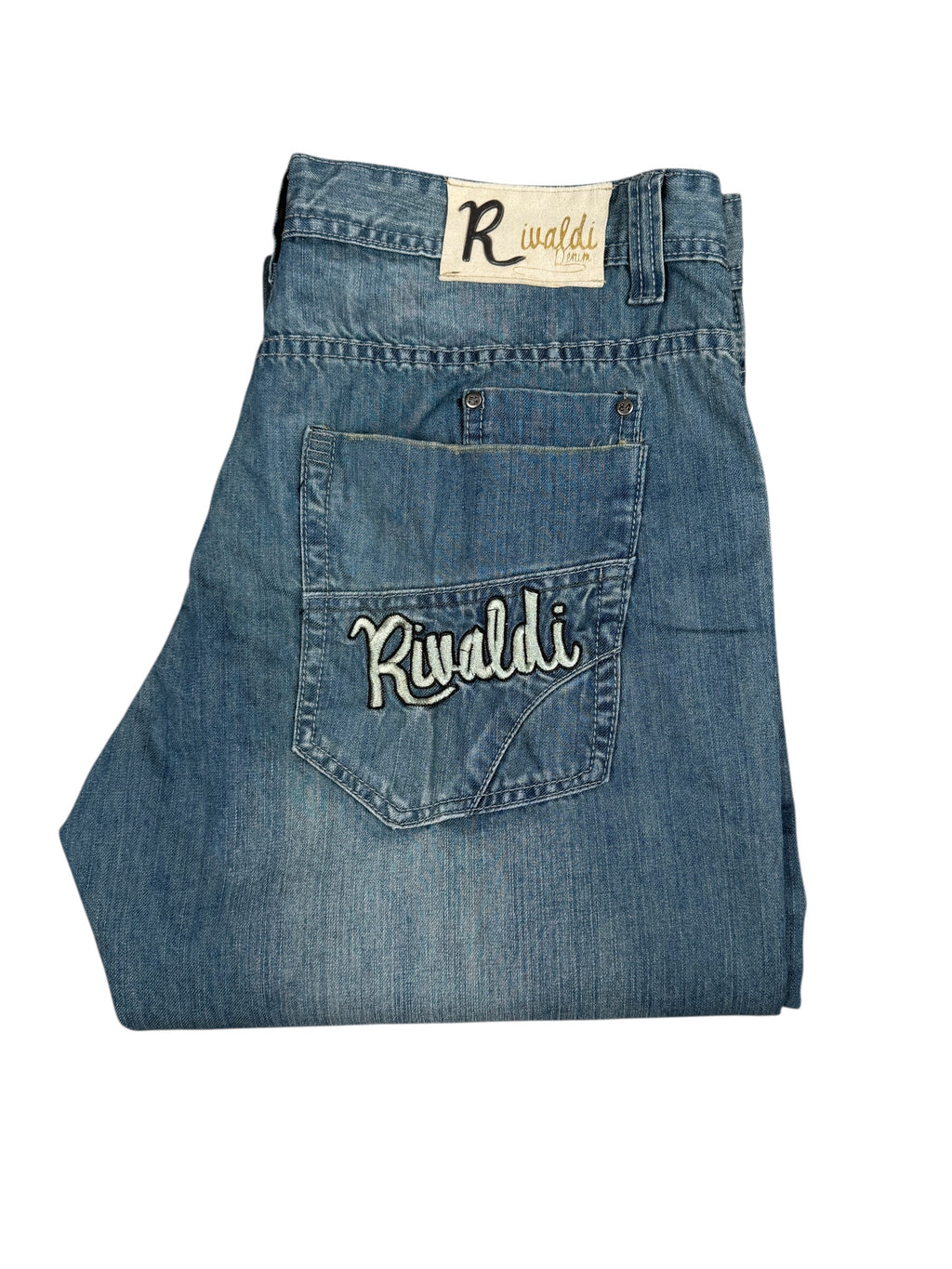 2000s Rivaldi Denim Jeans Blau Washed | L–XL (Neu)