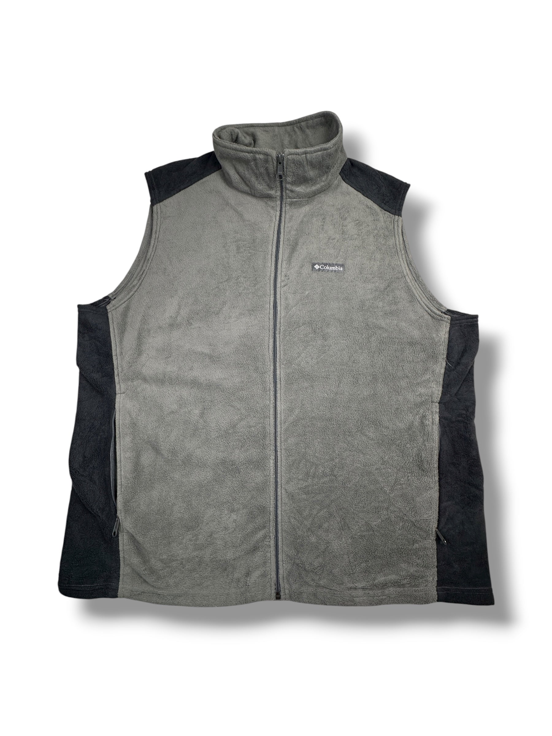 2000s Columbia Fleece-Weste Grau/Schwarz | Vintage XXXL