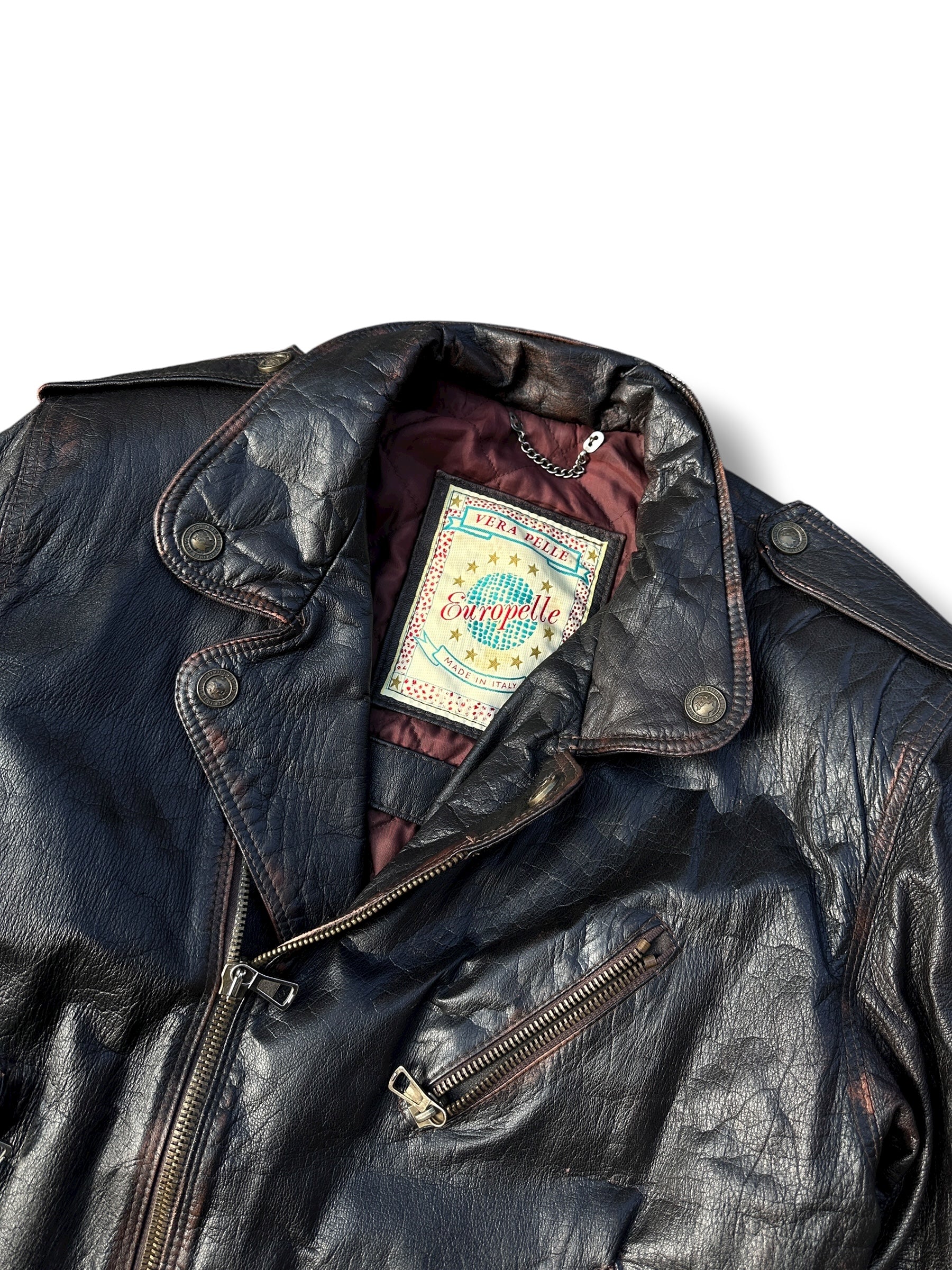 1970s Vera Pelle Retro Motorradjacke Dunkelbraun | Made in Italy | Vintage M
