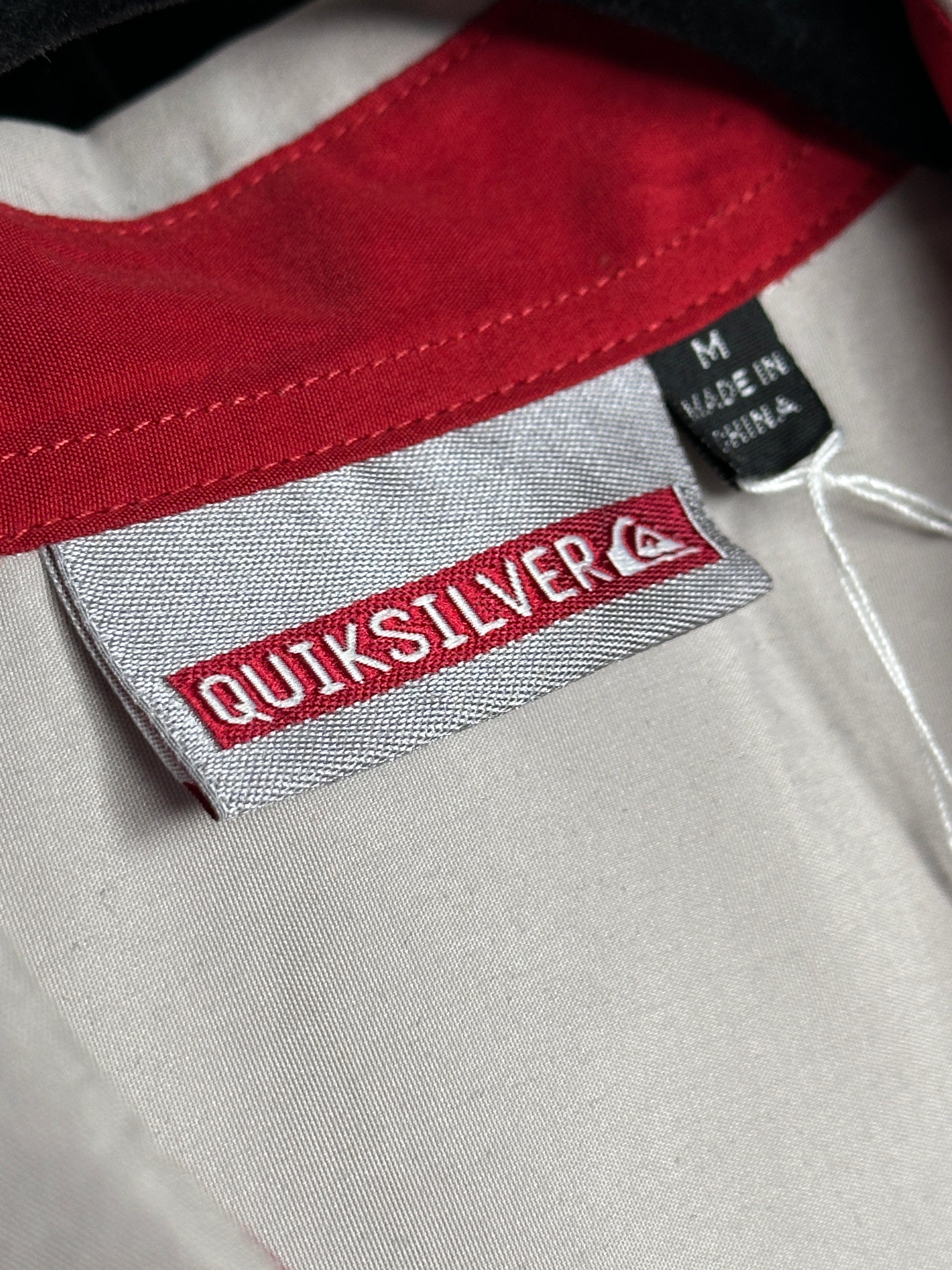 Y2K Quicksilver Surf Hemd Hellgrau rot M