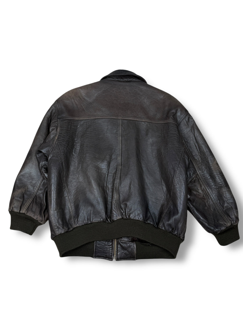 1980s Lindbergh Lederjacke Dunkelbraun | Bomberstil | S–M