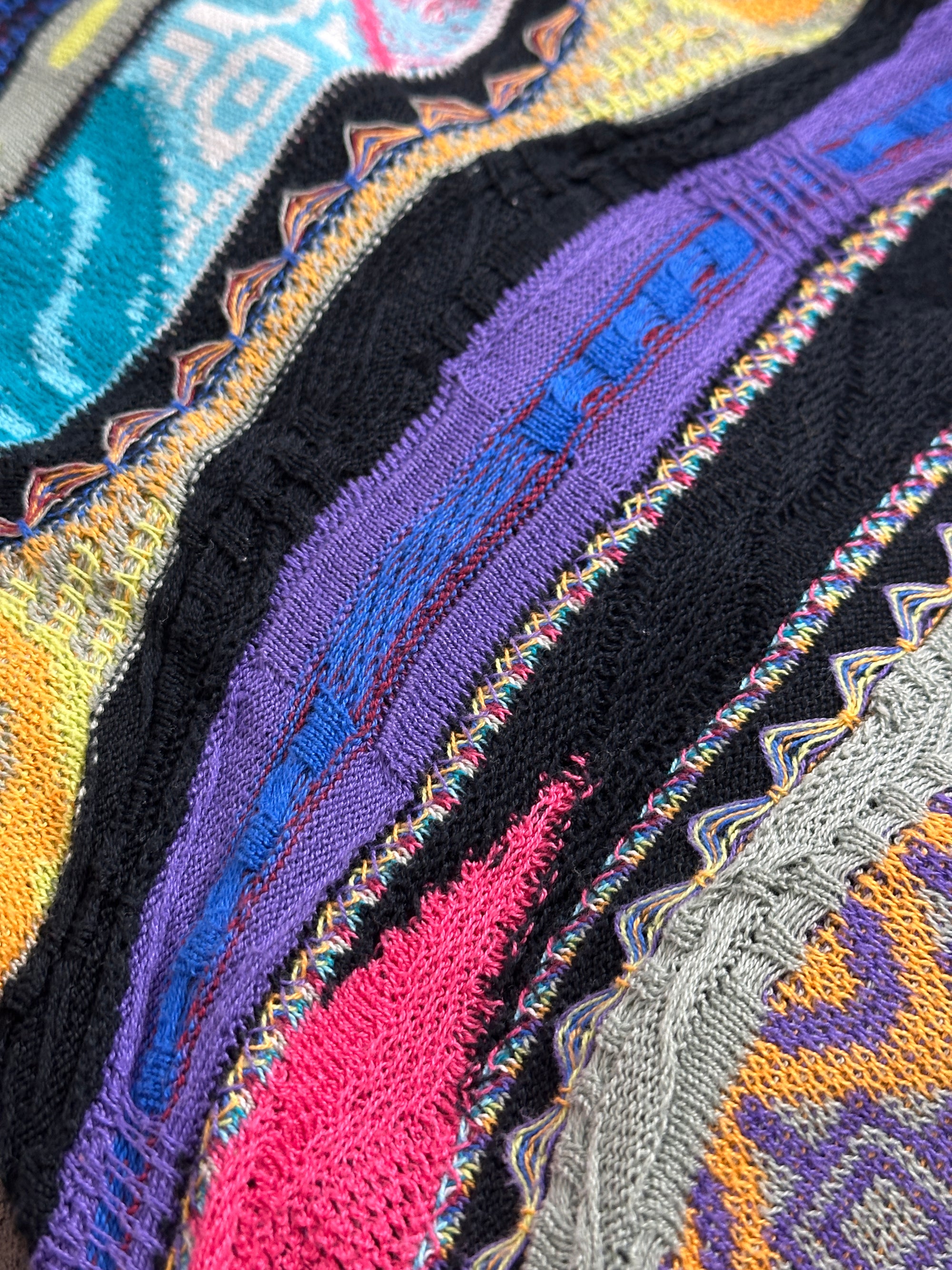 1990s Coogi Australia Strick Sweater Lila, Grün L