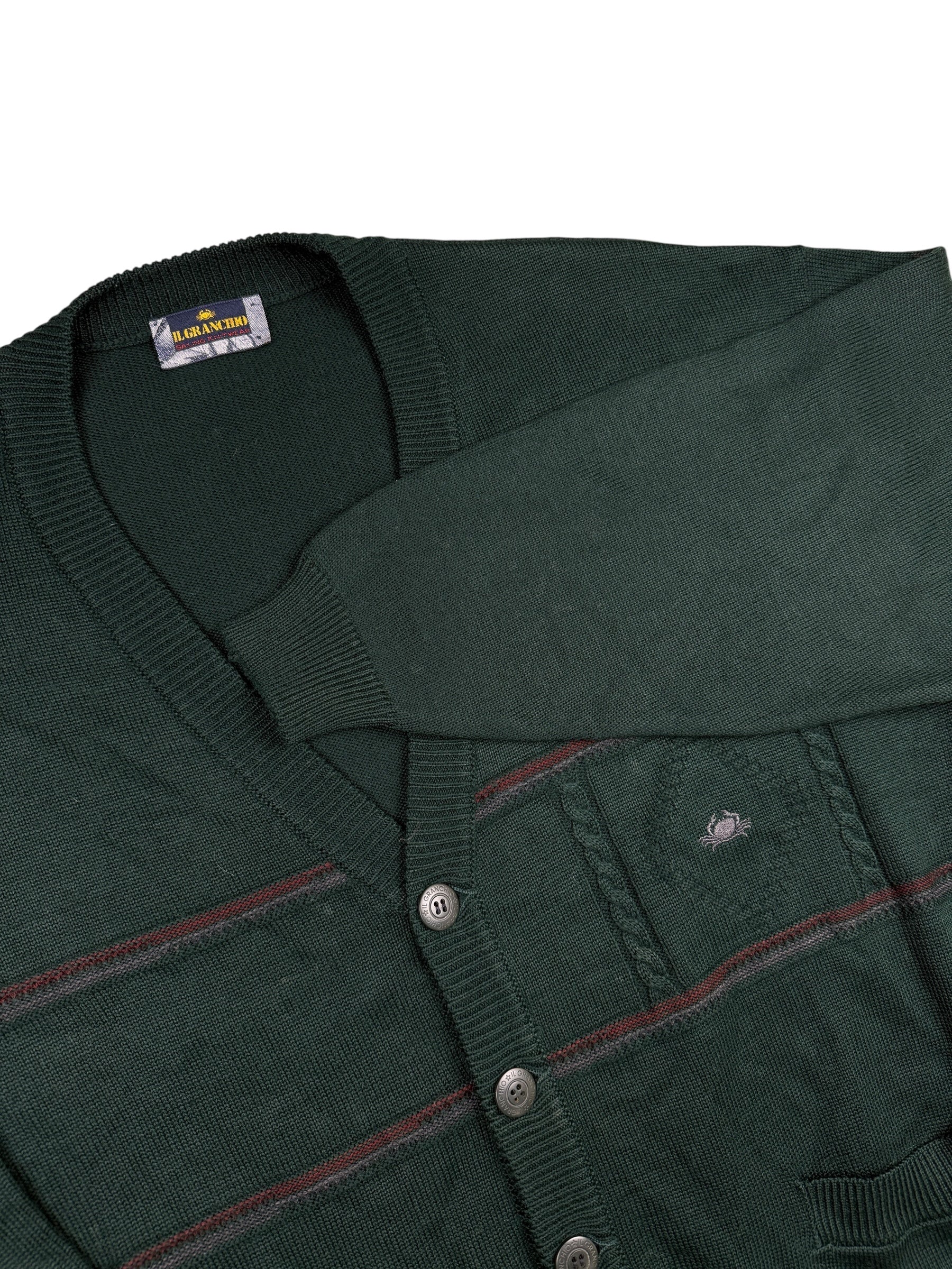 1990s Ilgrancho Sailing Knitwear Cardigan Dunkelgrün | L