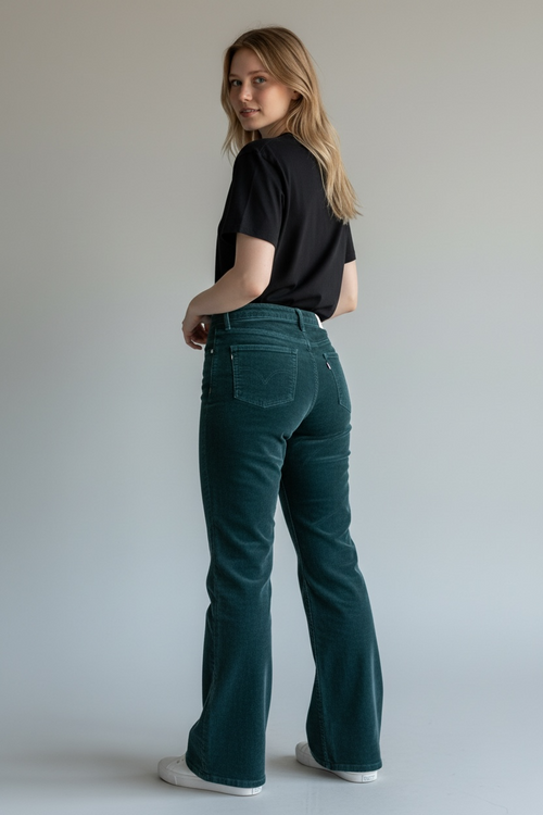 1970s Levi’s Cordhose Big E Silver Tab | Dark Teal | S 36 W27