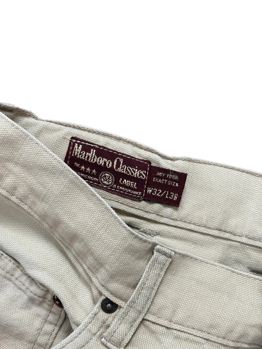 1990s Marlboro Classics Beige Jeans/ Lainen Baumwolle Cotton W32 L36