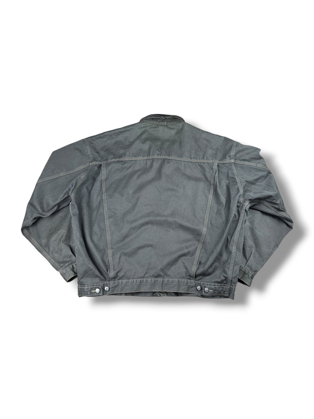 1990s Diesel Industries Jeansjacke Stone Grau mit Lederkragen | Vintage XXL