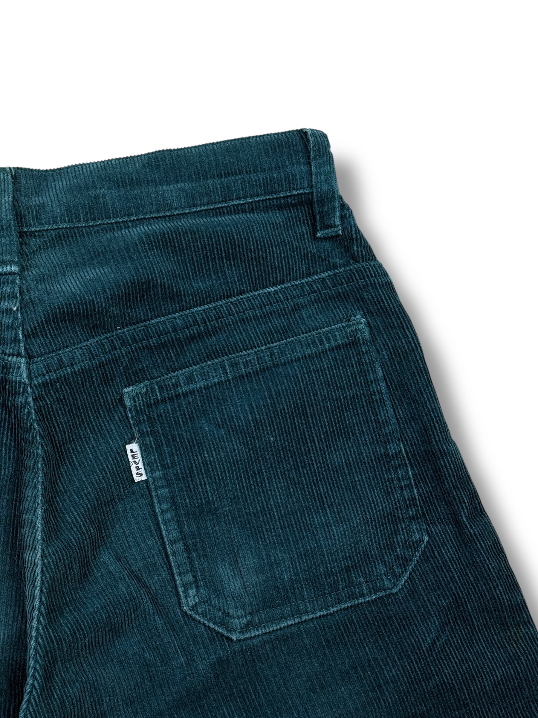 1970s Levi’s Cordhose Big E Silver Tab | Dark Teal | S 36 W27