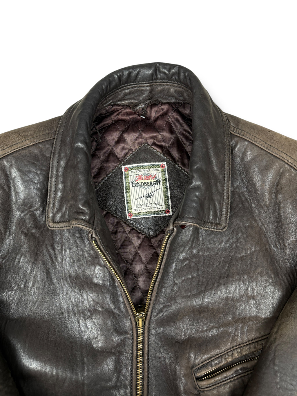 1980s Lindbergh Lederjacke Dunkelbraun | Bomberstil | S–M