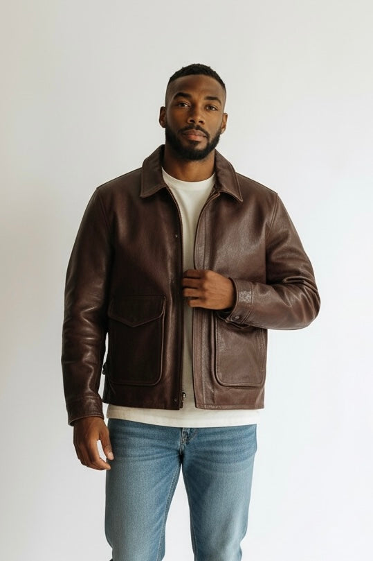 1980s Aero Stewart Strong Jacket Lederjacke Dunkelbraun | Vera Pelle Made in Italy M