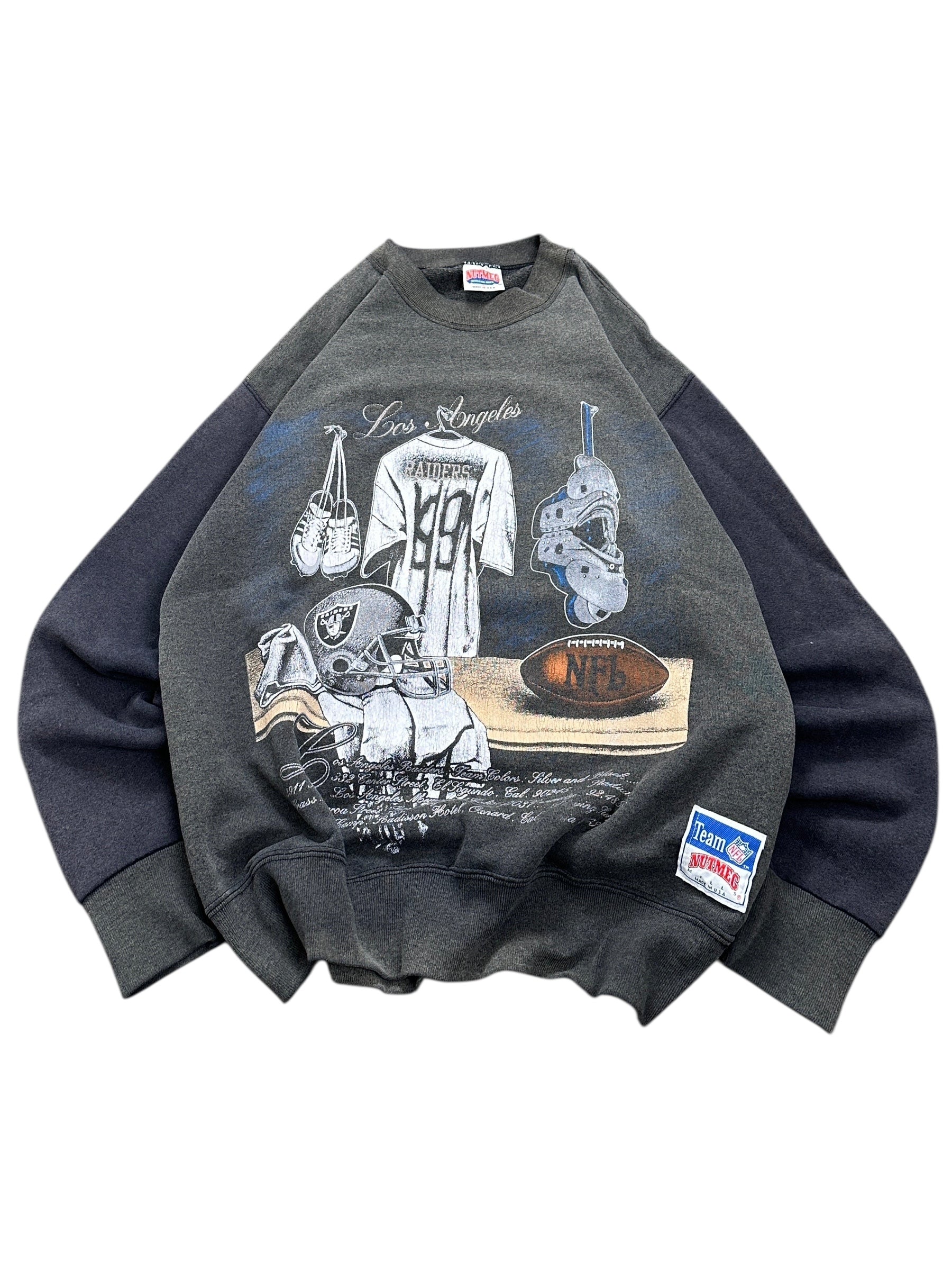 1990s Nutmeg Los Angeles LA Raiders NFL Sweatshirt Made in USA M