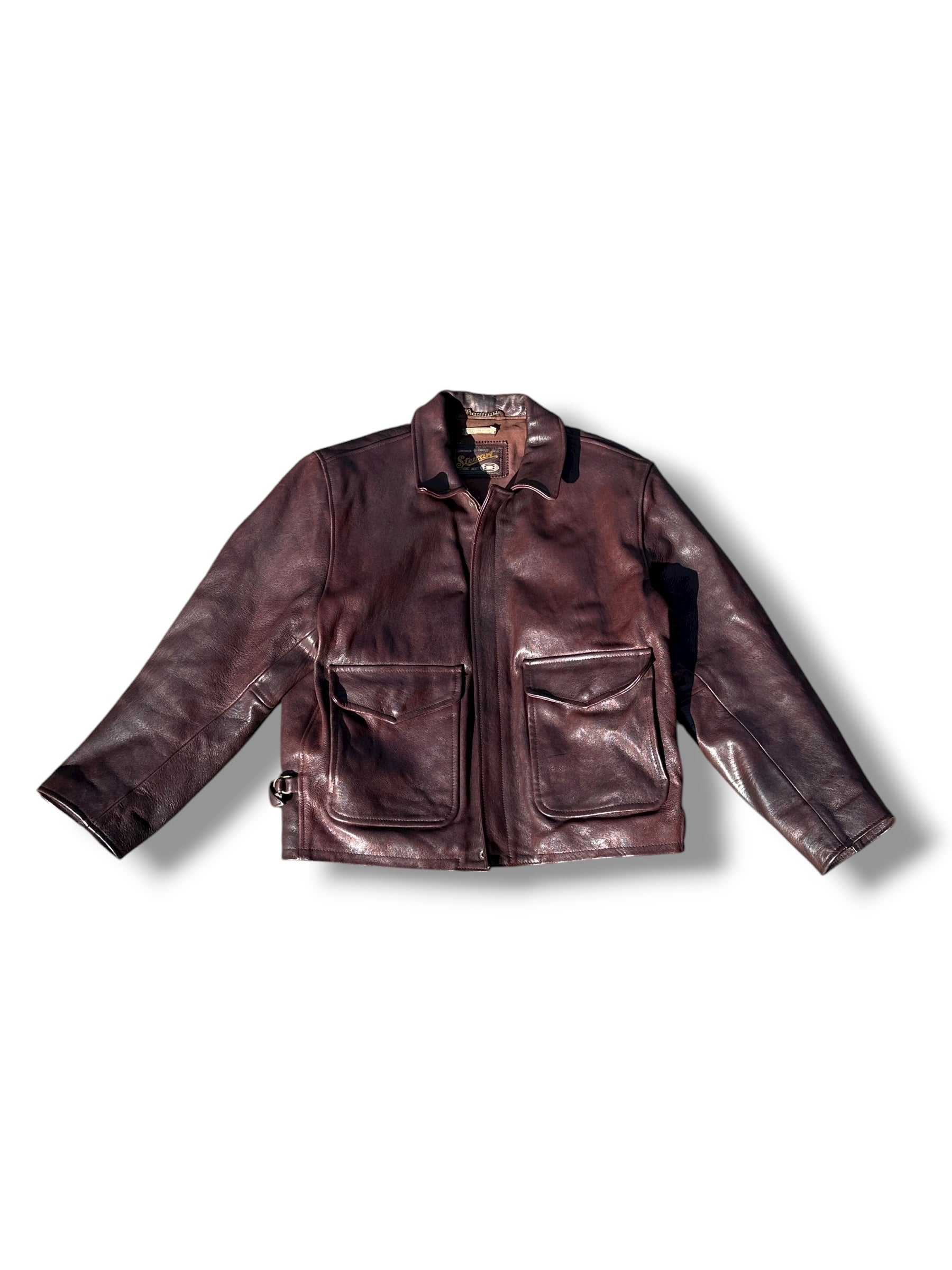 1980s Aero Stewart Strong Jacket Lederjacke Dunkelbraun | Vera Pelle Made in Italy M