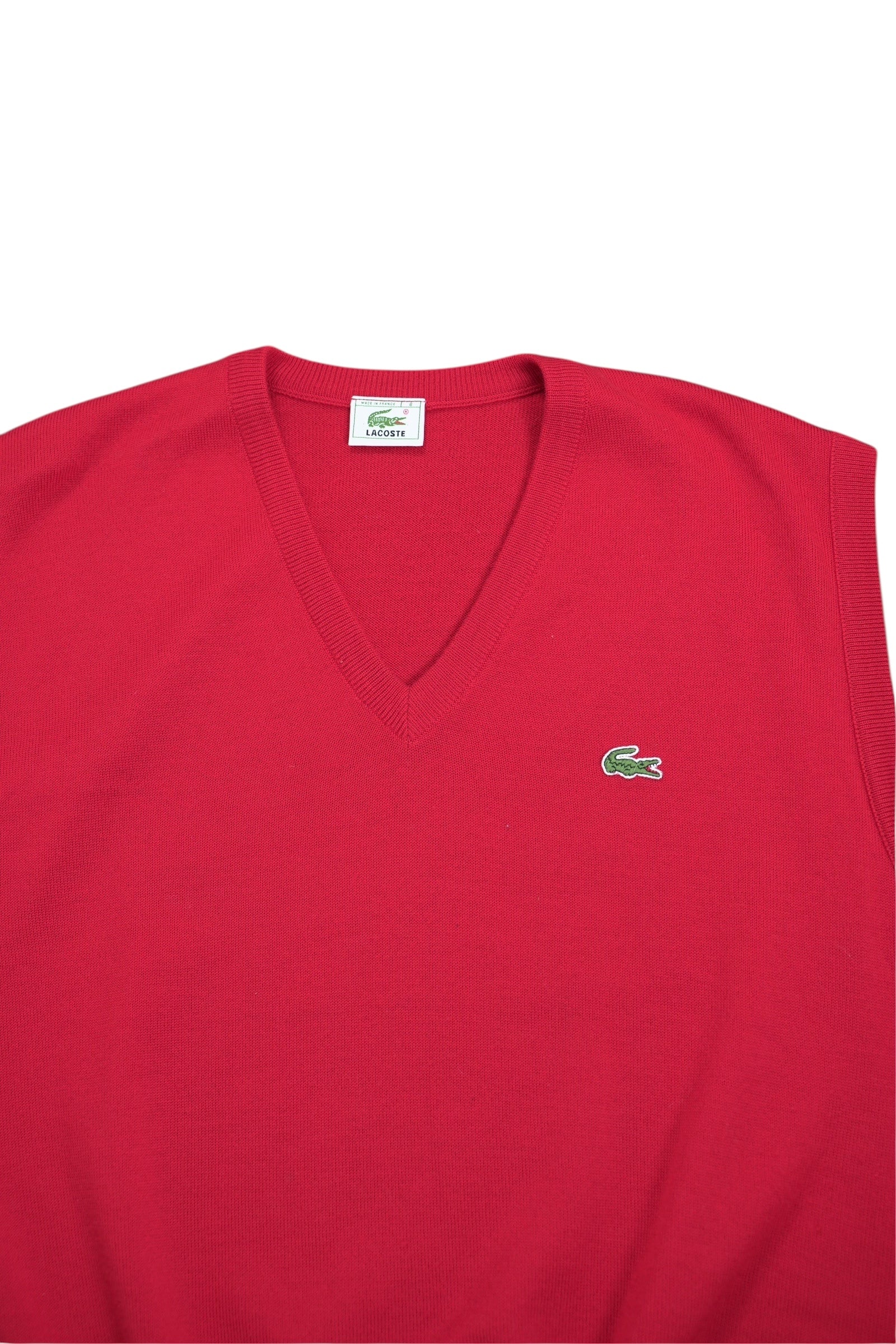 1990s Lacoste Laine Wool Pullunder 7 / XL-XXL Rot