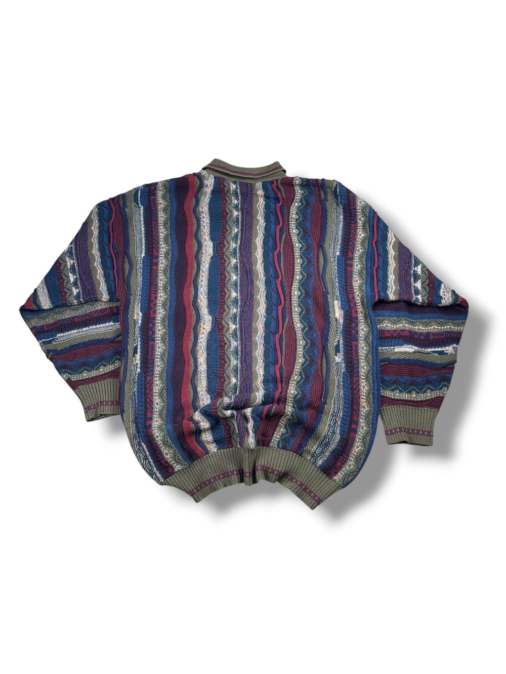 1990s Strickpullover mit Polokragen Mehrfarbig Vertikale Streifen | Vintage XL