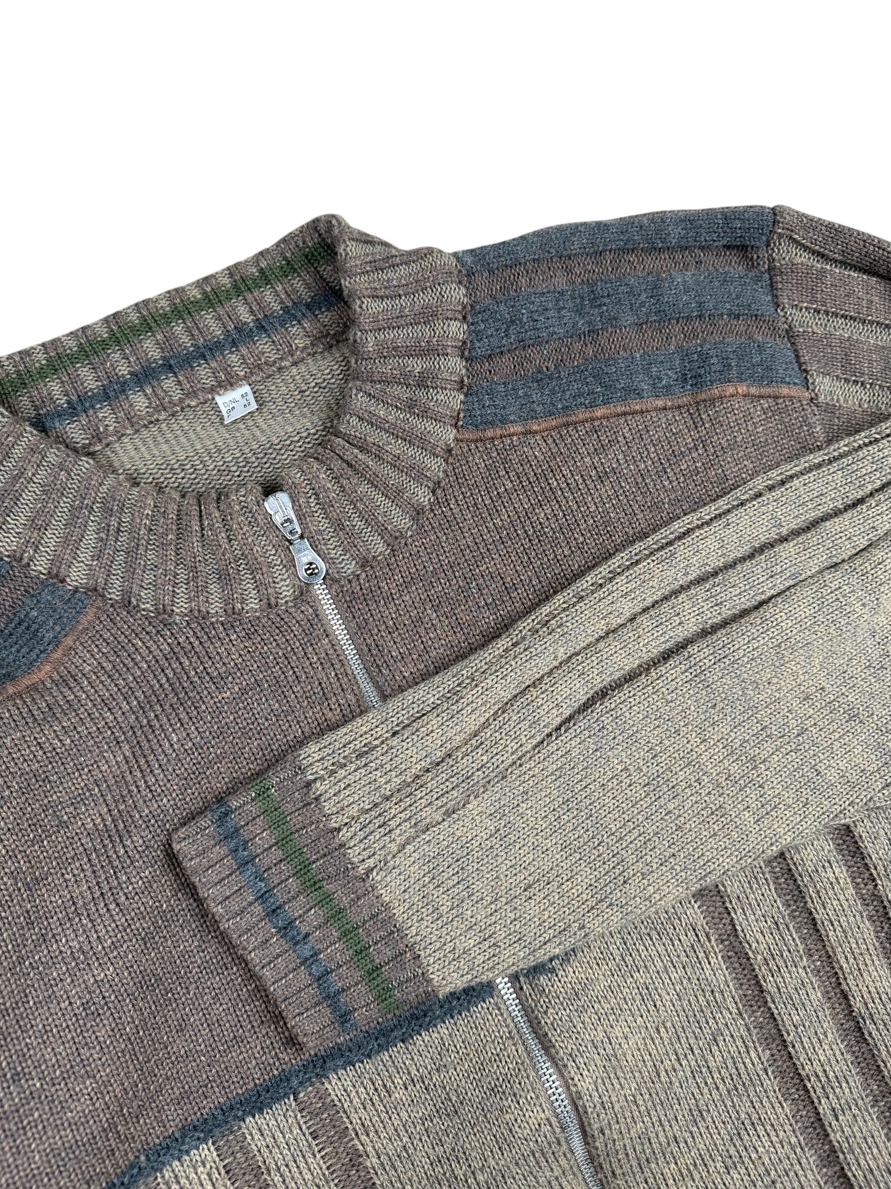 1990s Wolle Strickjacke Grau/Braun | L