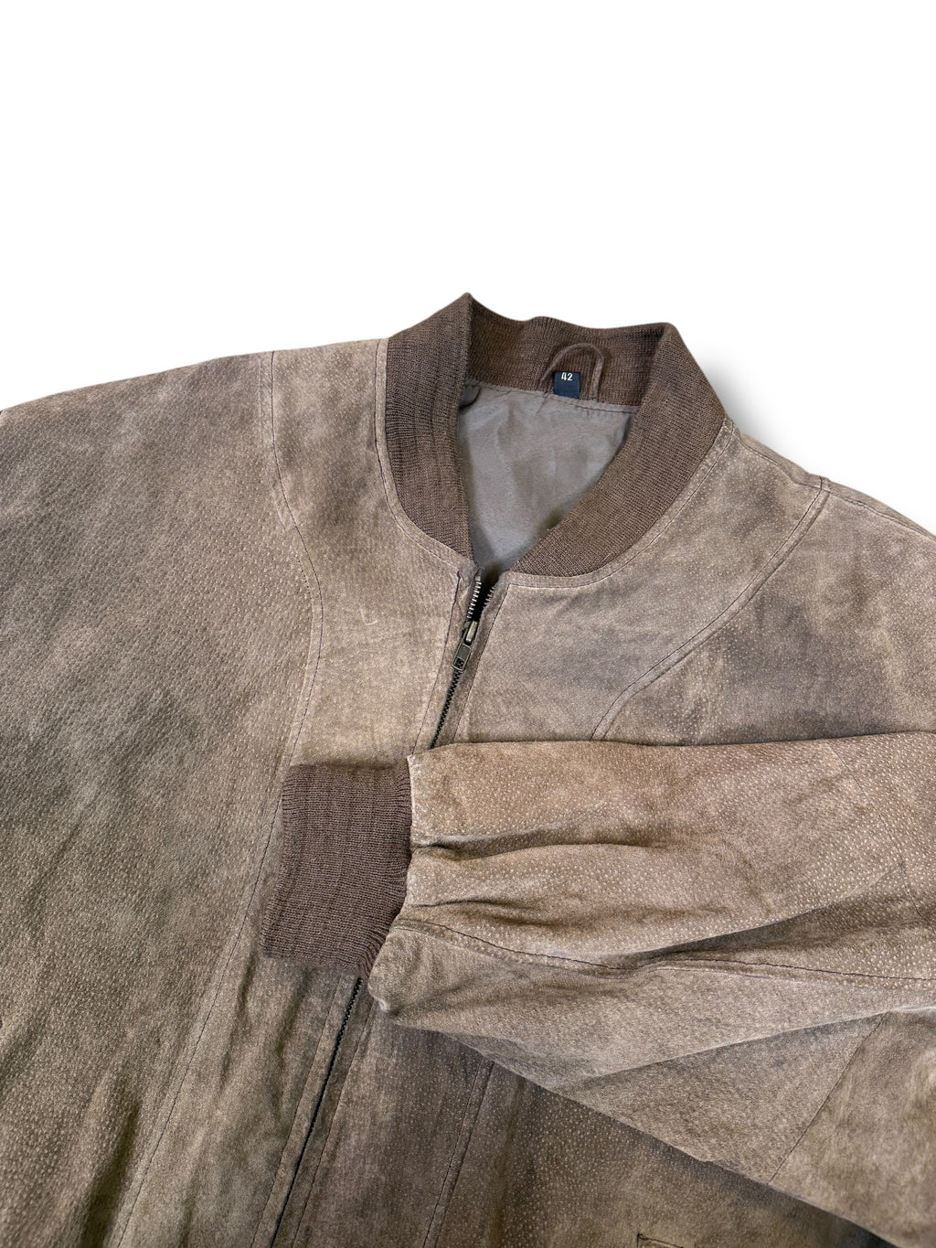1980s Wildleder Bomberjacke Graubraun | M