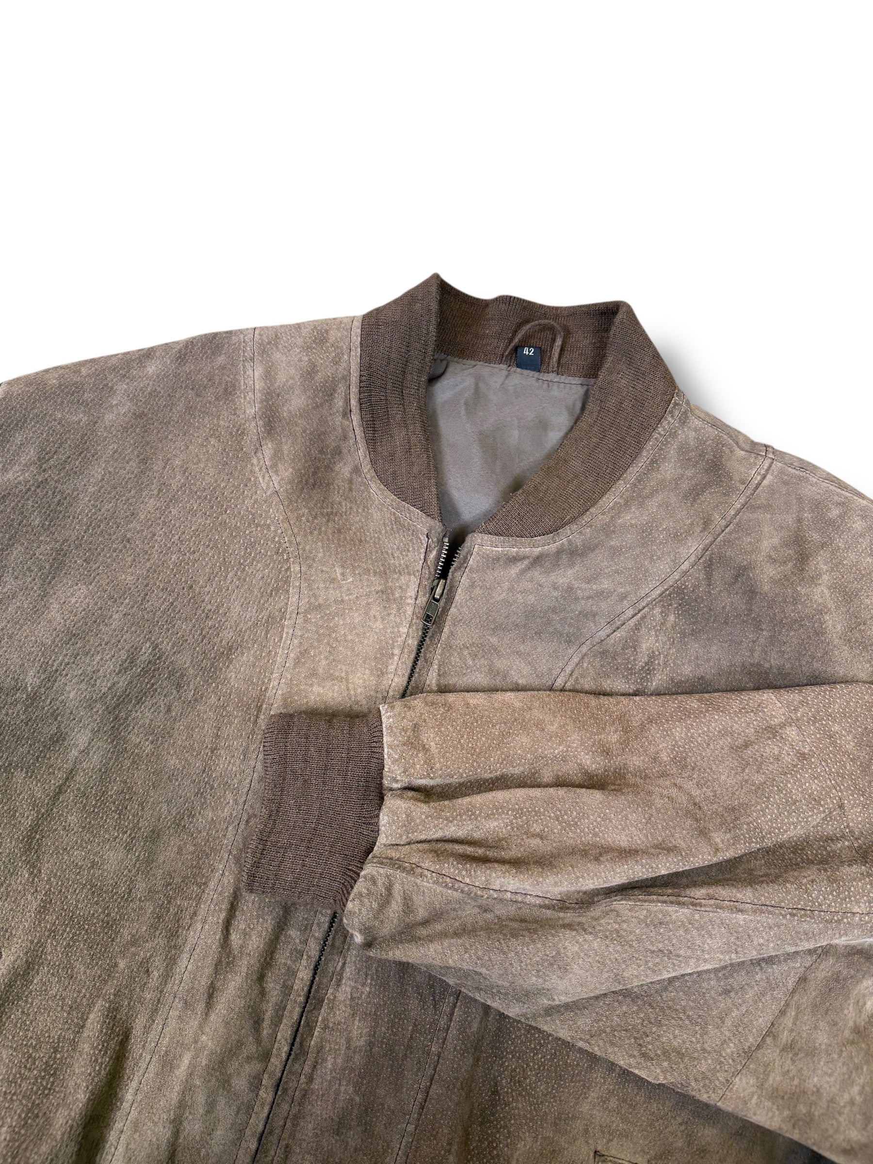 1980s Wildleder Bomberjacke Graubraun | M