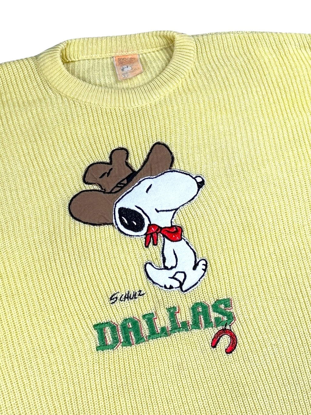 1950s Charles M. Schulz Snoopy Stricksweater Gelb Dallas | Made in Italy | Vintage M