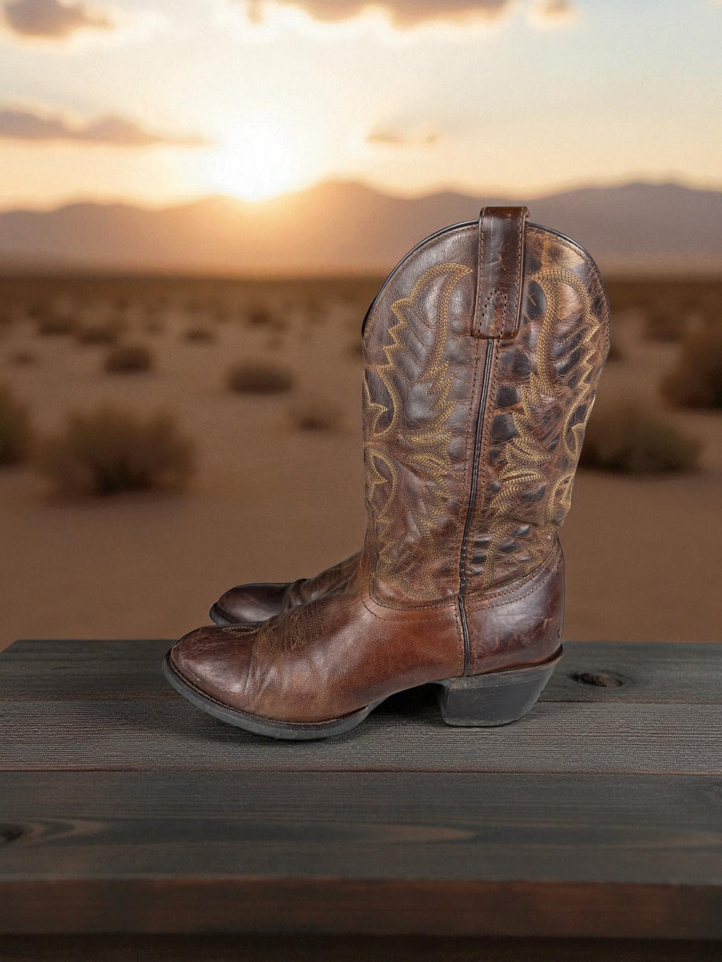 Vintage Western Boots Dunkelbraun Leder | US 8 (EU 41)