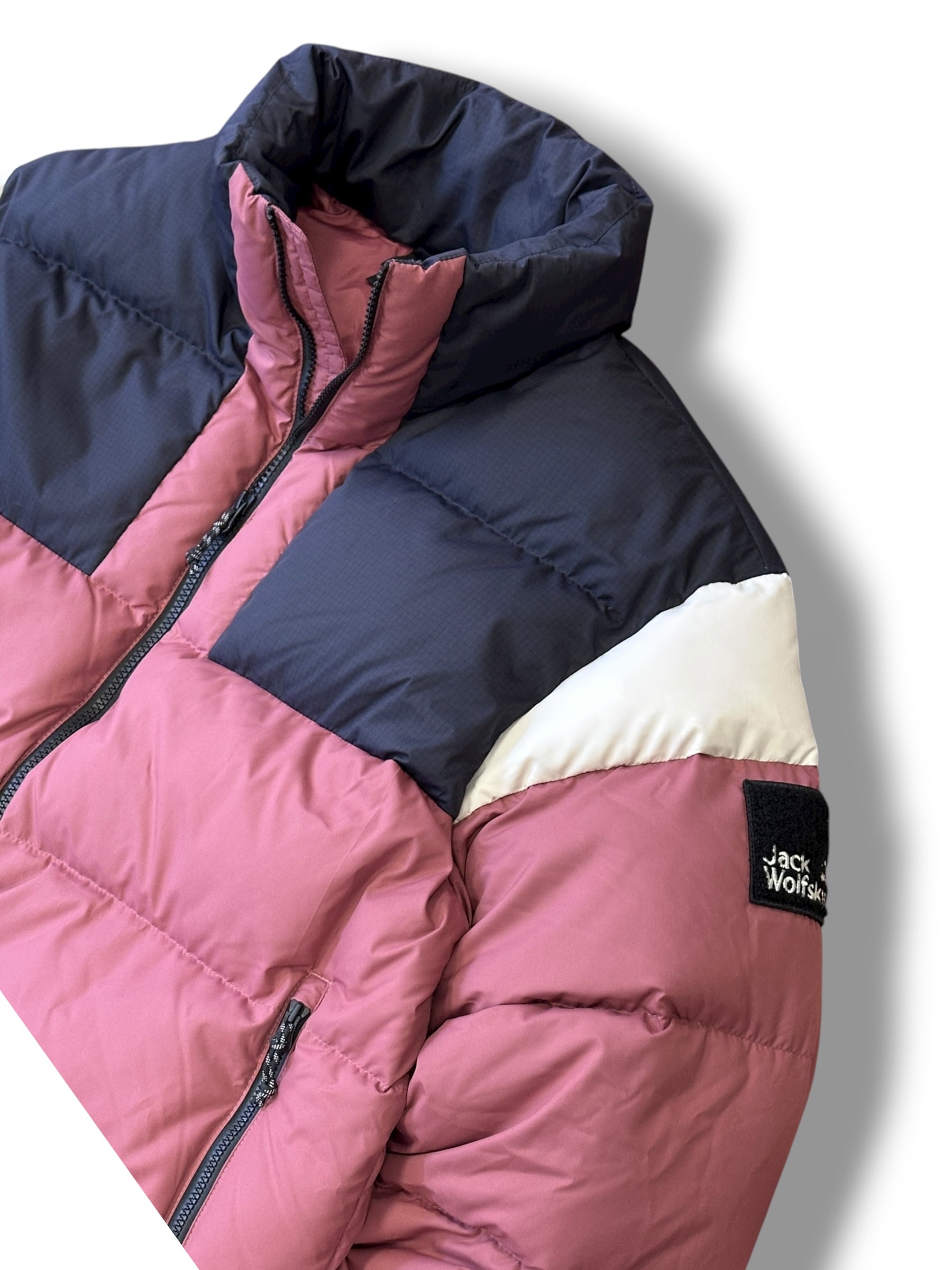 2010s Jack Wolfskin 365 Fearless Daunenjacke Jacke Rosa/Schwarz | High Quality 700 | L
