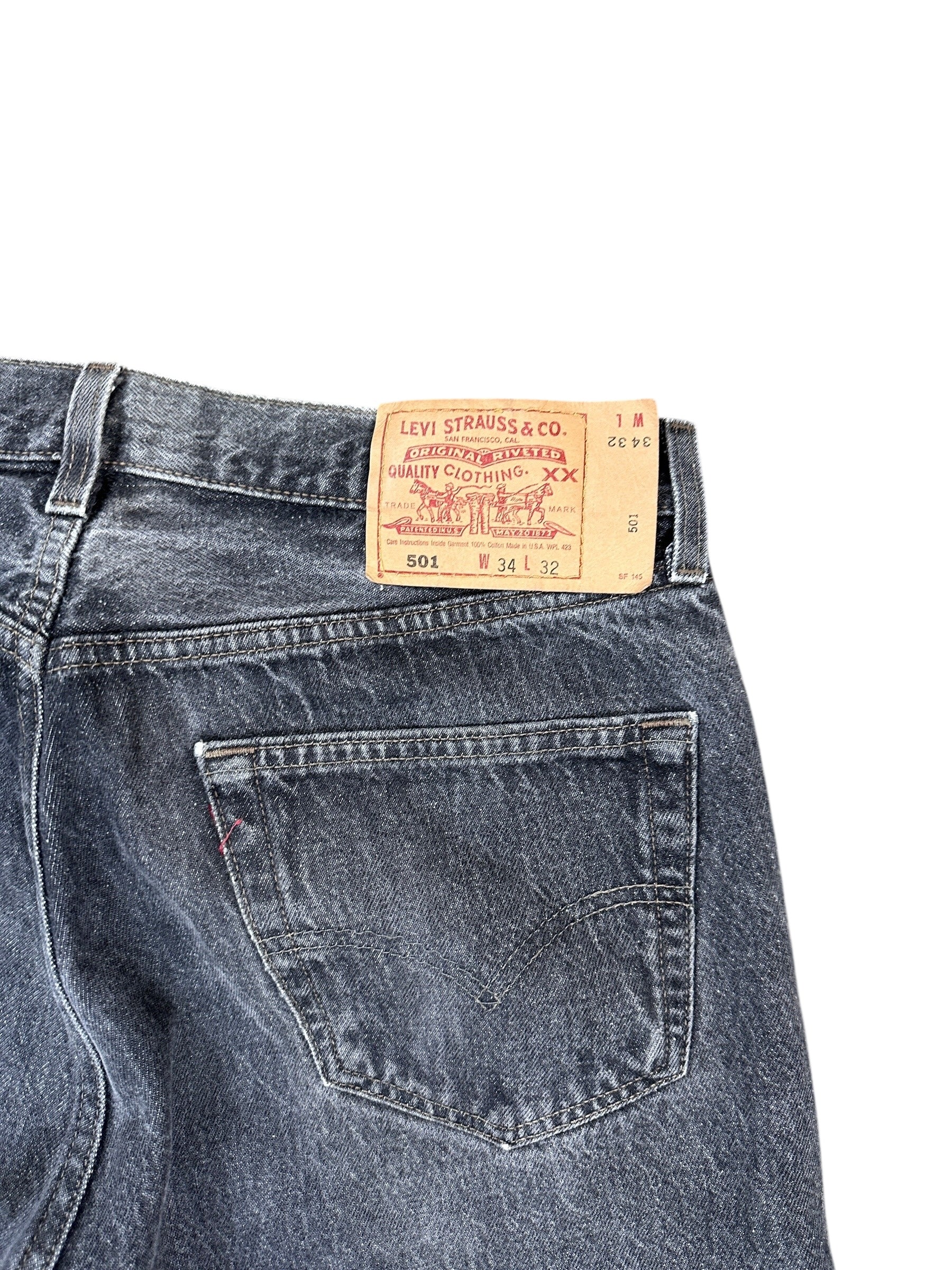 1990s Levi’s 501 Jeans Washed Schwarz W34 L32