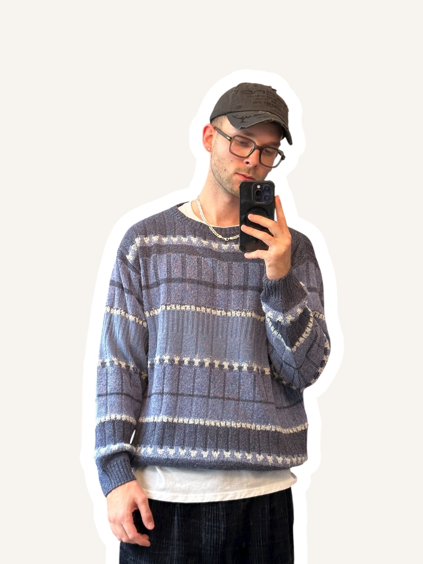 1990s Martini Pull Made in Italy Stricksweater Blau | Vintage L