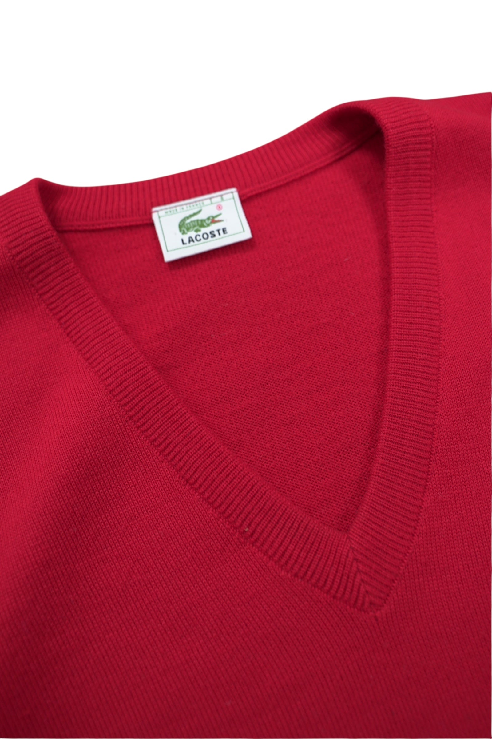 1990s Lacoste Laine Wool Pullunder 7 / XL-XXL Rot