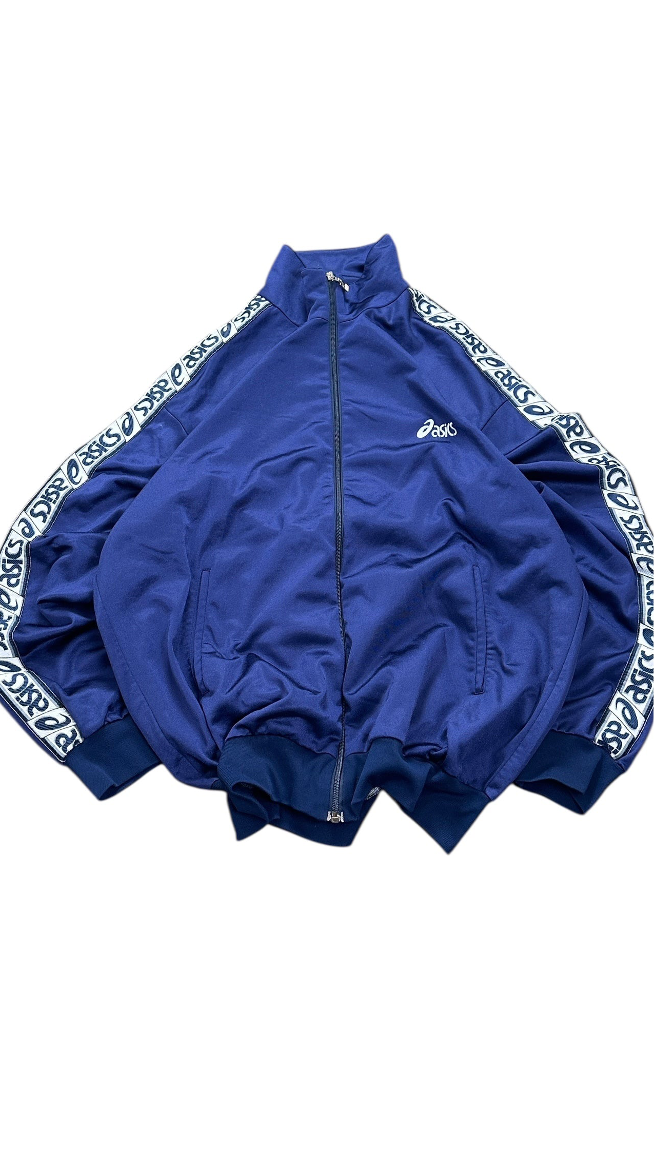 1990s Asics Trainingsjacke Dunkelblau gestickt XL