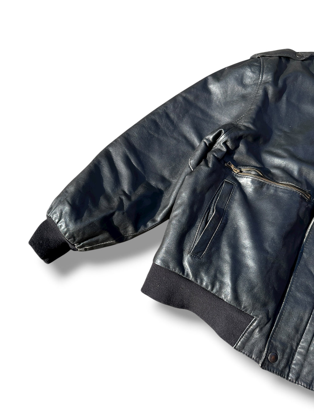 1990s Vera Pelle A-2 Fliegerjacke Leder Schwarz | M