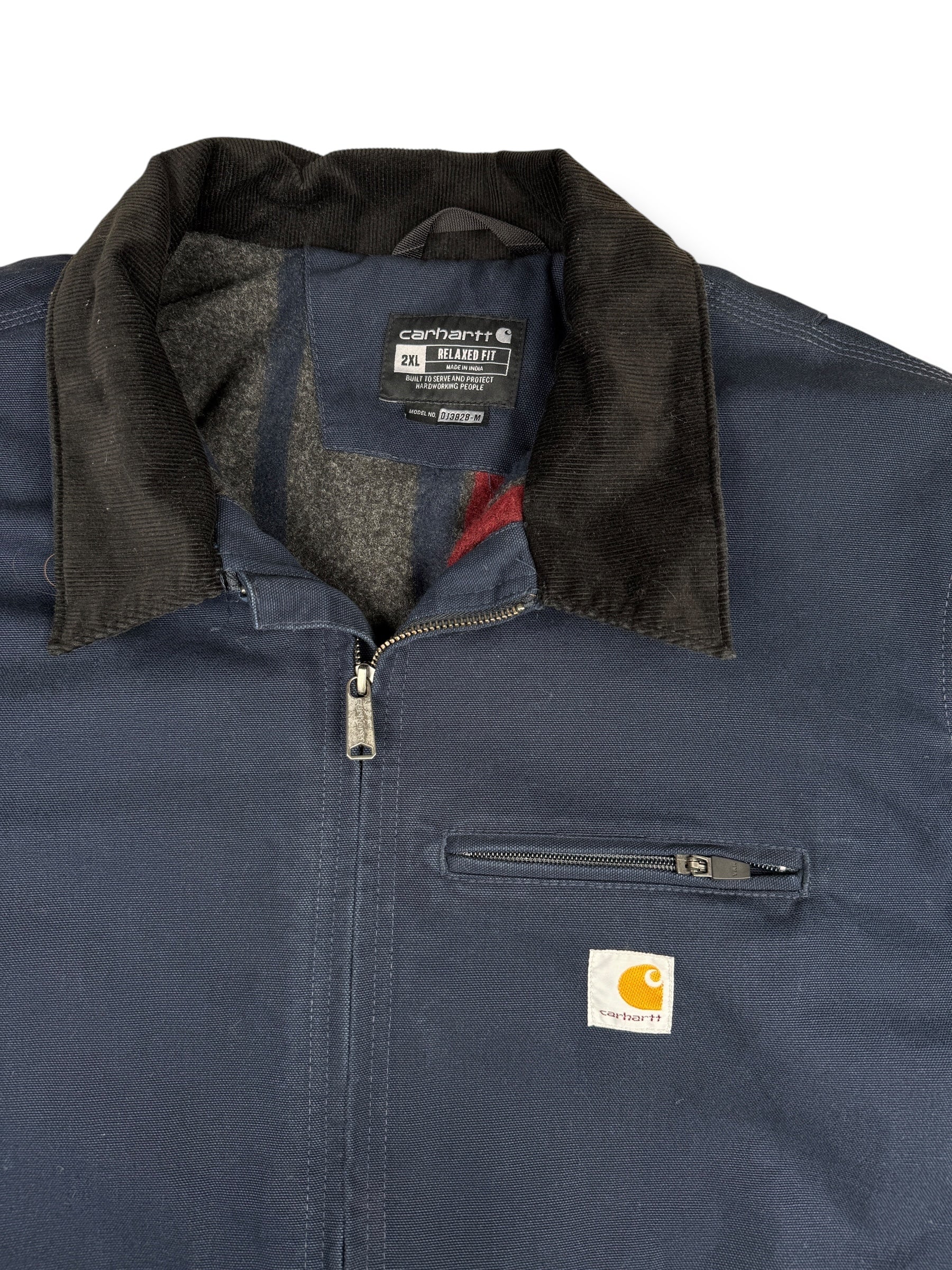 2010s Carhartt Detroit Jacke Navy Blau | XXL | Blanket Lined
