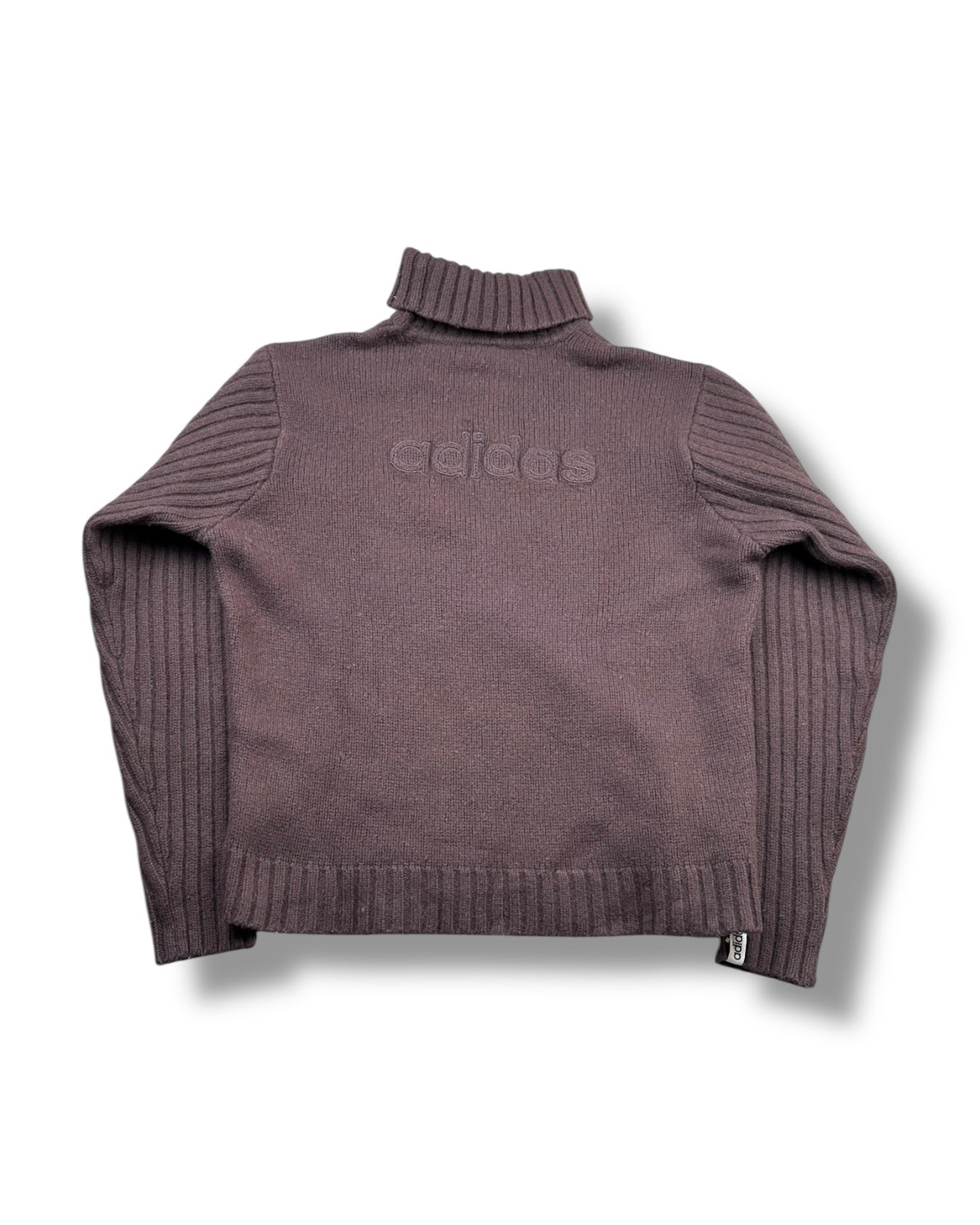 2010s Adidas Rollkragen Crewneck Stricksweater Braun Spellout L-XL | Vintage
