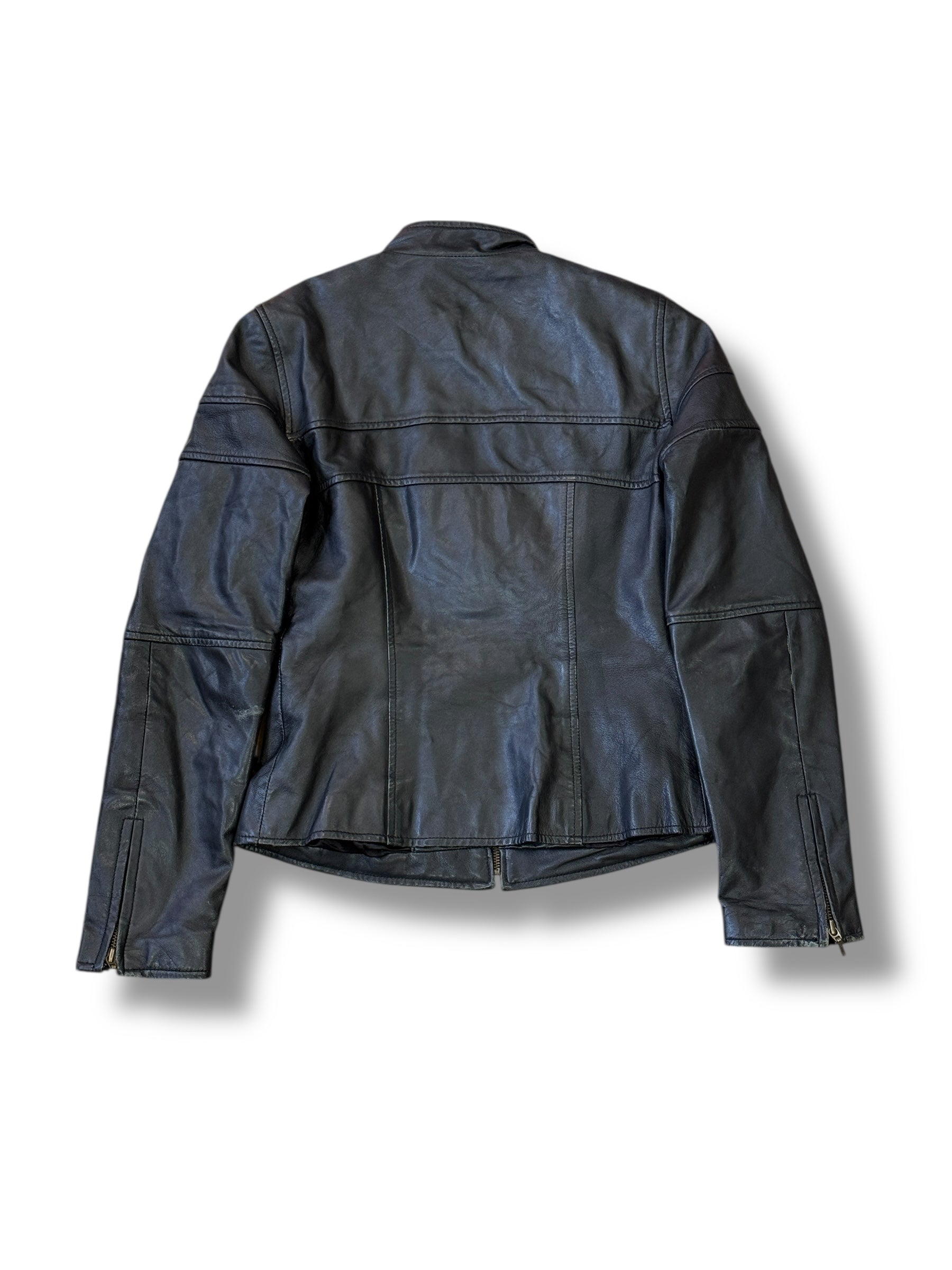 2000s Biker Lederjacke Schwarz | Lammleder | S–M