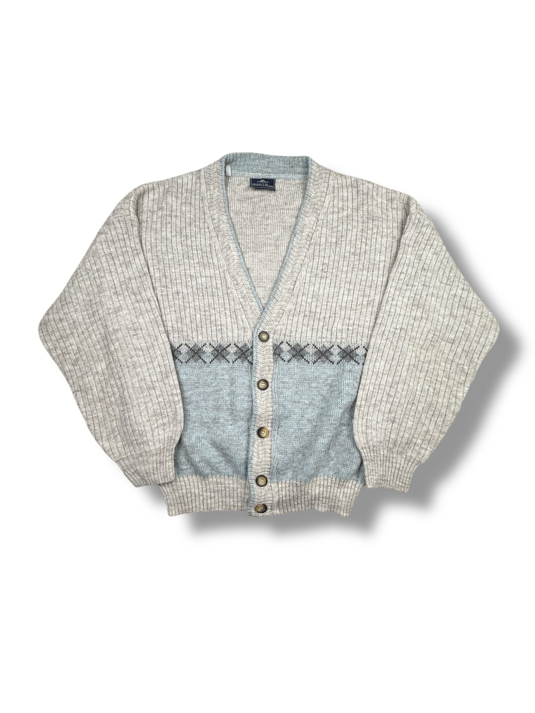 1990s Daniele Blasi Cardigan Hellgrau Blau | Wolle Mix | M