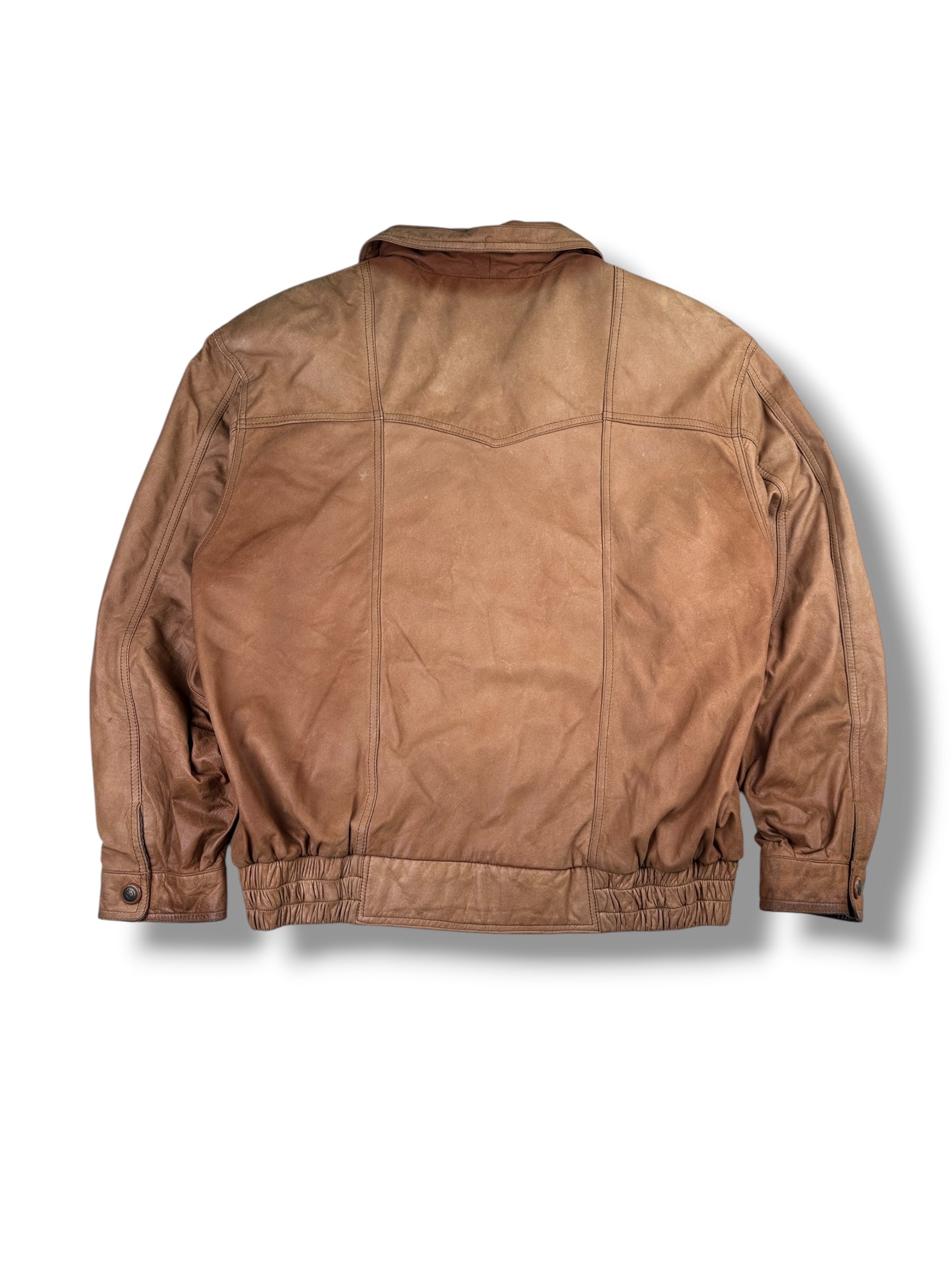 1990s Hellbraune Vintage Lederjacke | Herren XL