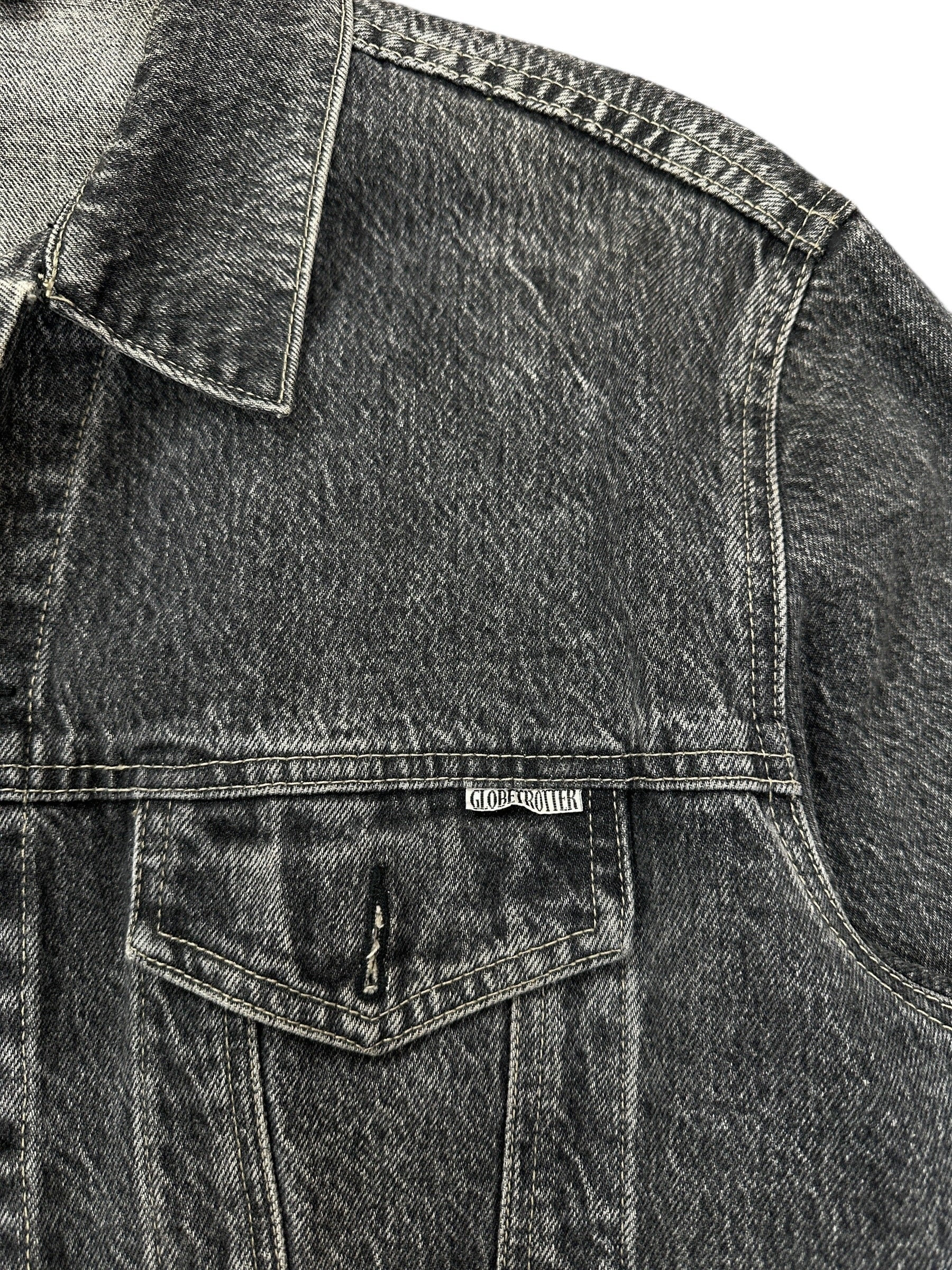 1990s Globetrotter Vintage Jeansjacke Washed Schwarz Heavy L/XL
