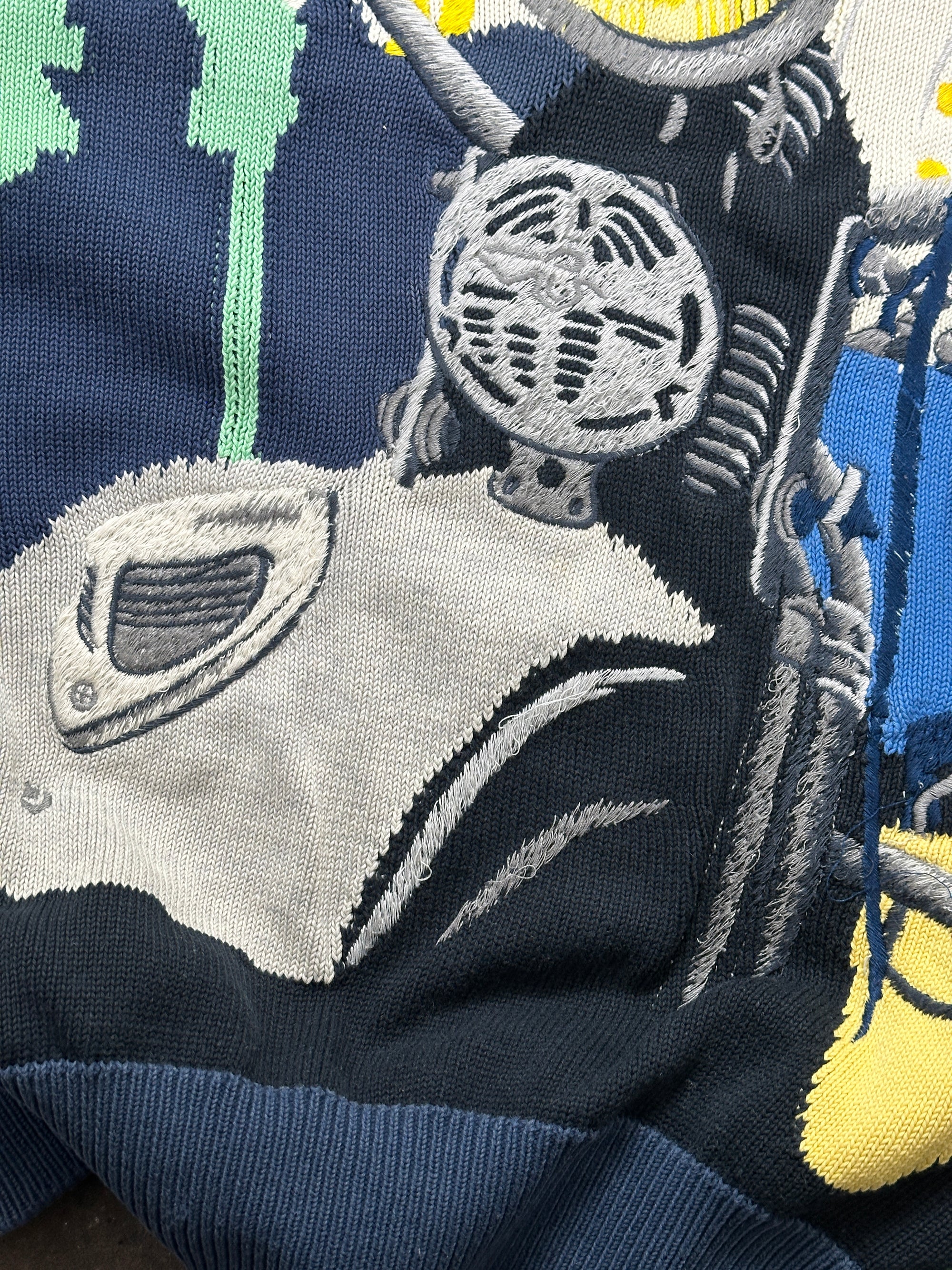1992 Iceberg Disney Donald Duck auf Motorrad Sweater L