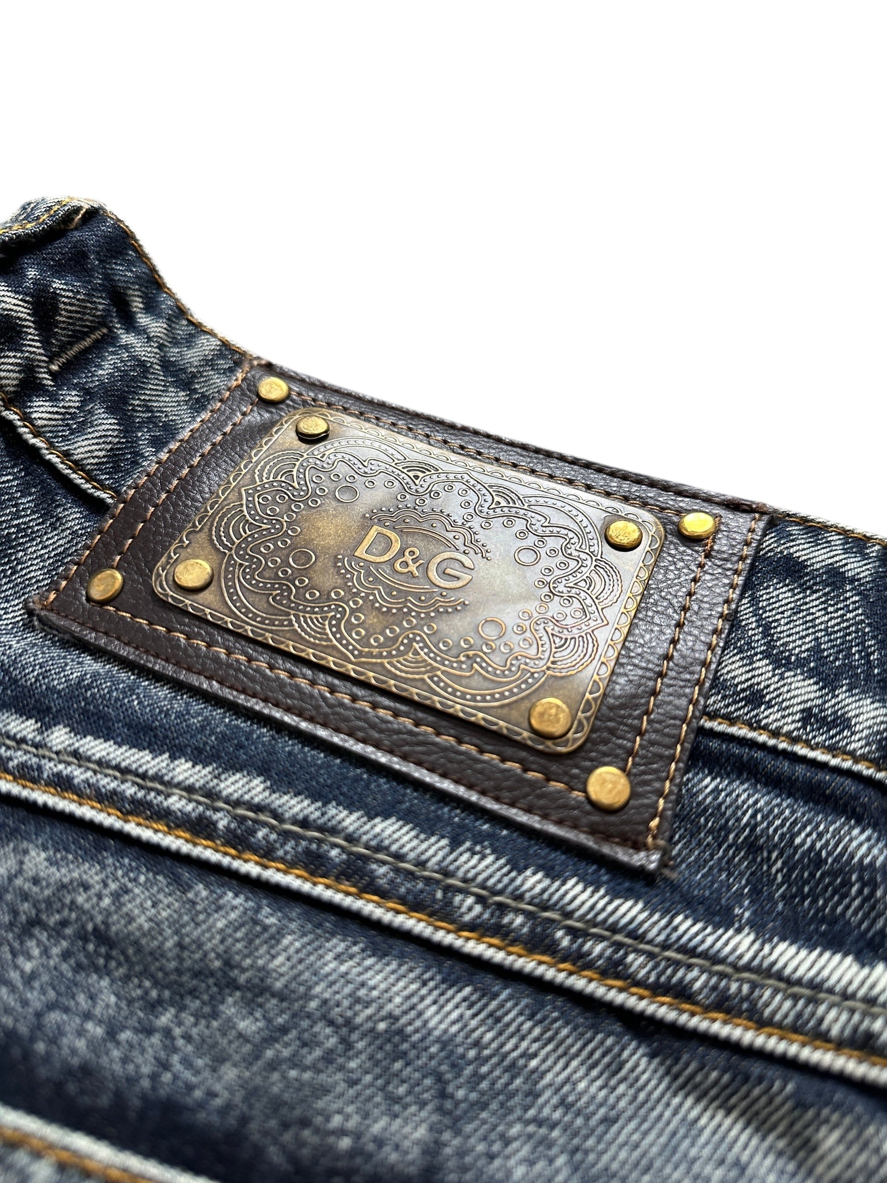 2000s D&G Dolce & Gabbana Metal Plate Baggy open leg grail archive y2k W36 L34
