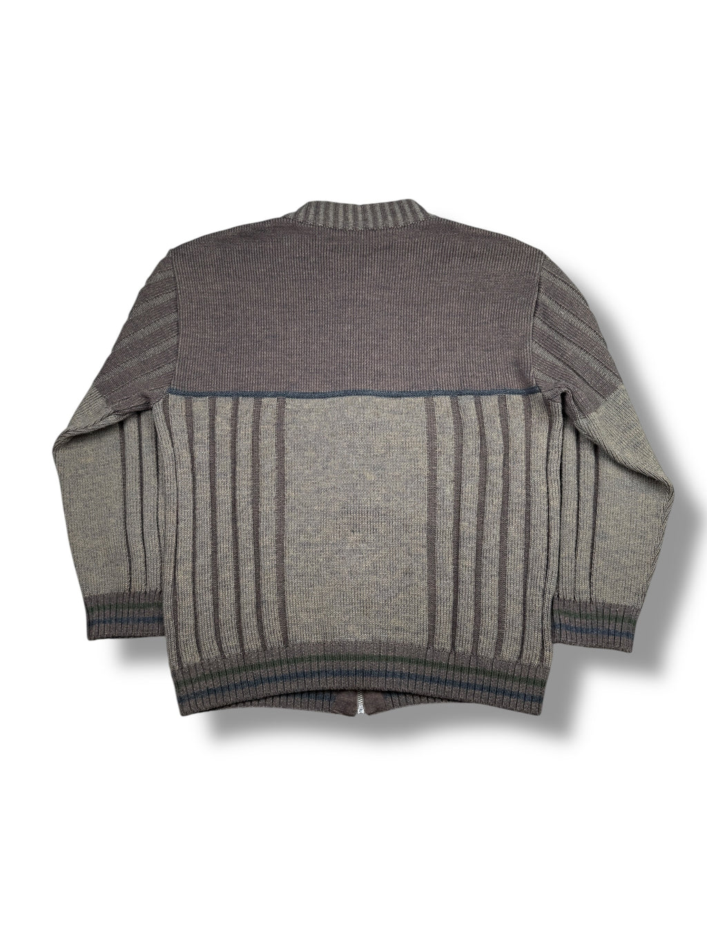 1990s Wolle Strickjacke Grau/Braun | L
