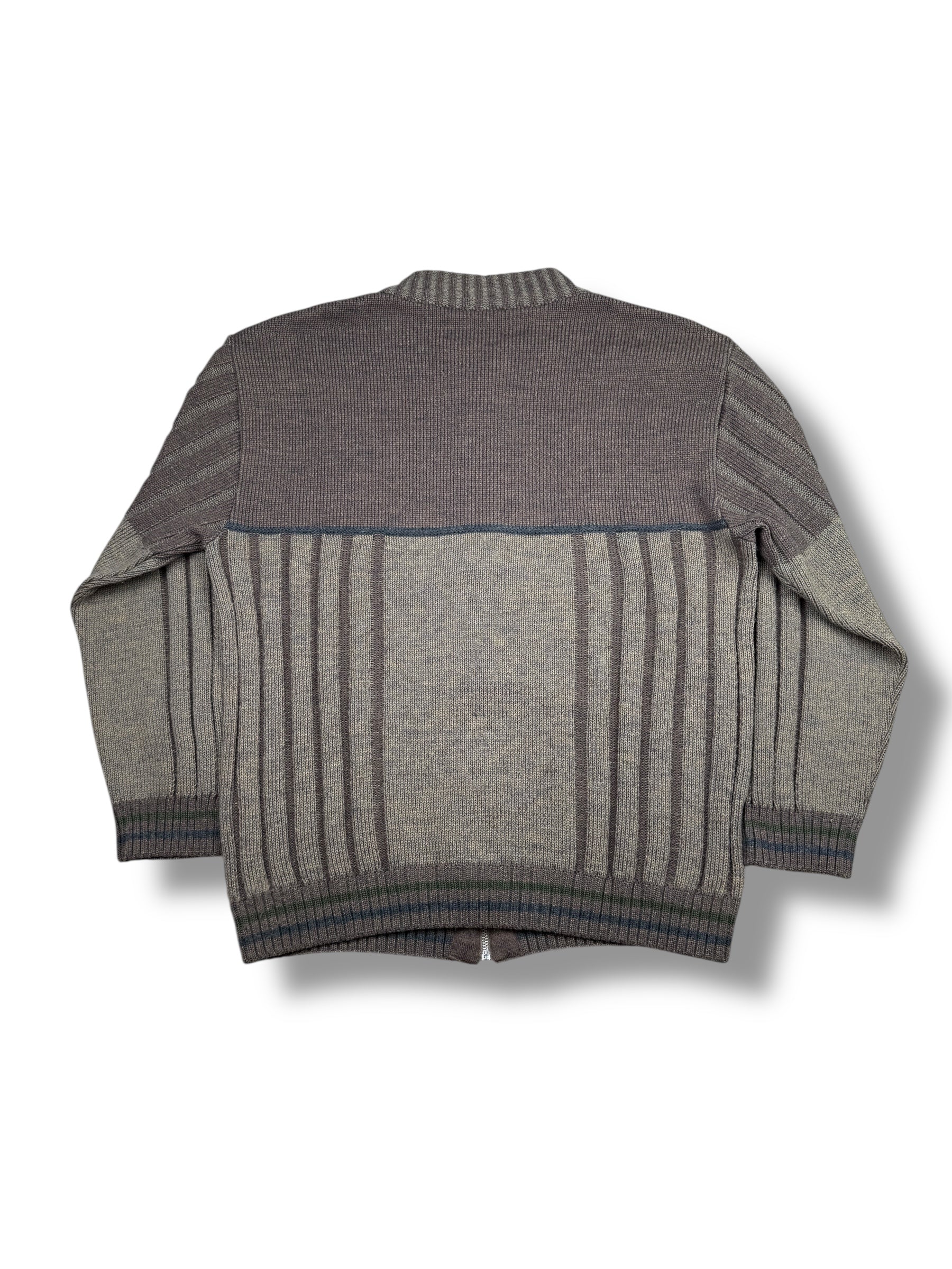 1990s Wolle Strickjacke Grau/Braun | L