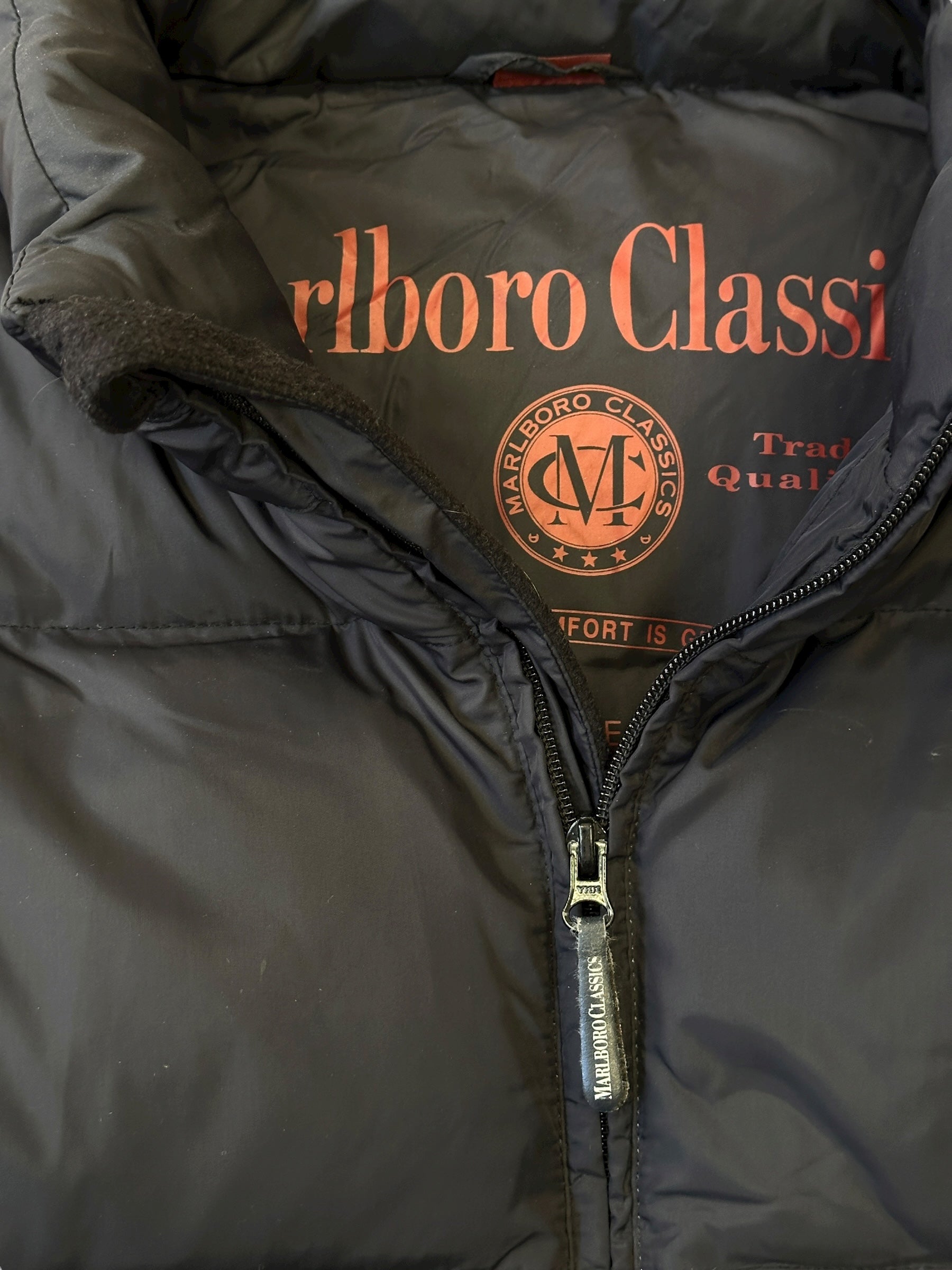 2000s Marlboro Classics Daunenjacke Schwarz | Vintage L–XL