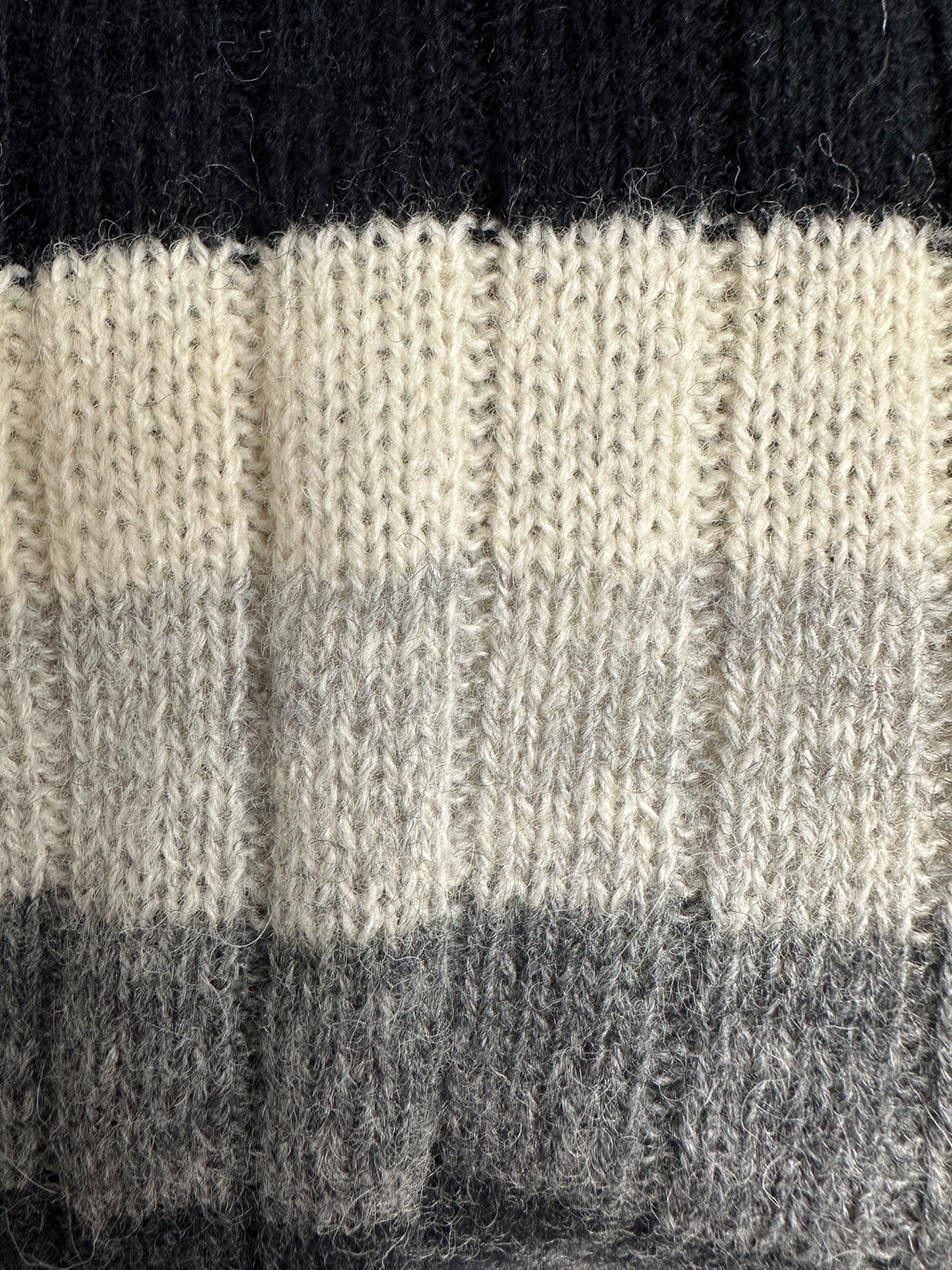 1990s Nara Maglie Sweater Shetland New Wool gestreift Schwarz Weiß XL y2k