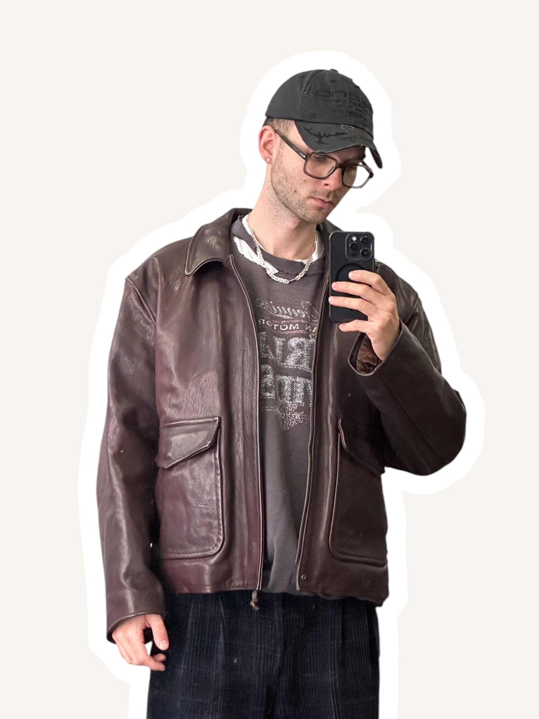 1980s Aero Stewart Strong Jacket Lederjacke Dunkelbraun | Vera Pelle Made in Italy M