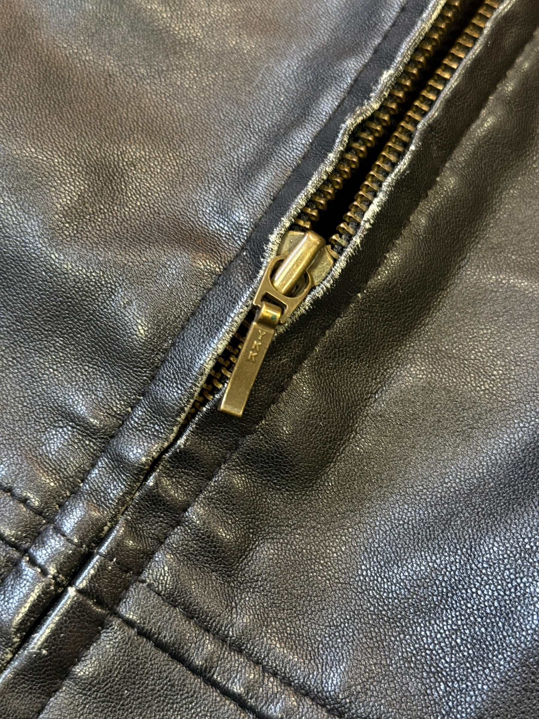 2000s Biker Lederjacke Schwarz | Lammleder | S–M