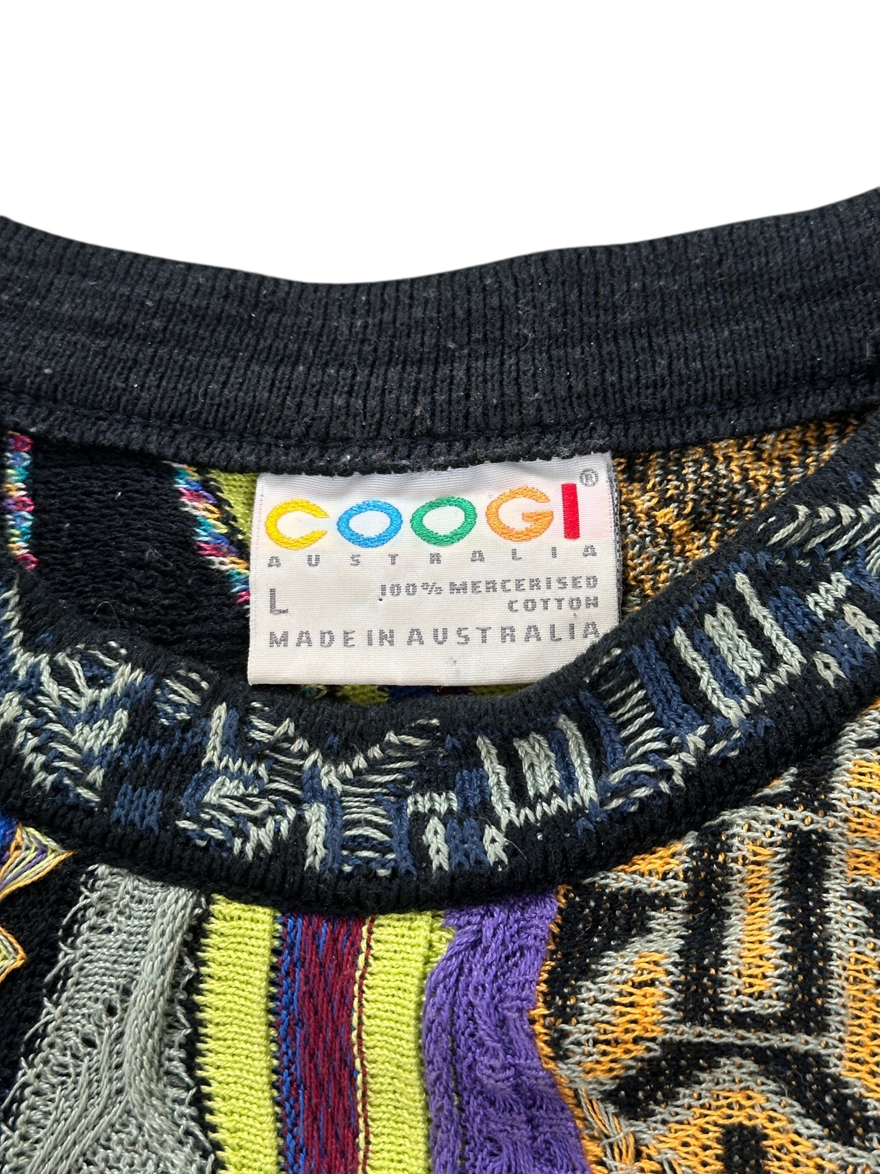 1990s Coogi Australia Strick Sweater Lila, Grün L