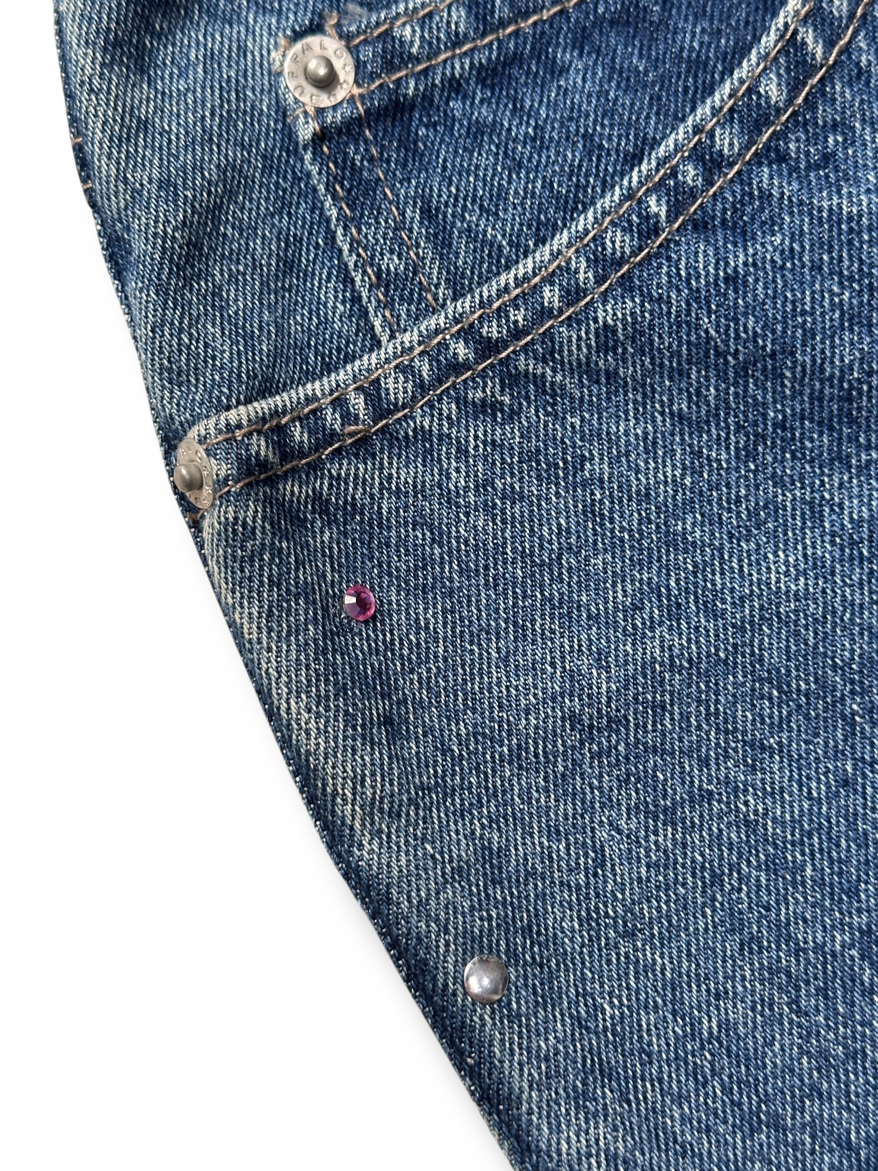 Y2K Buffalo Jeans Blau mit Glitzersteinen & Nieten | 34 Women’s W25
